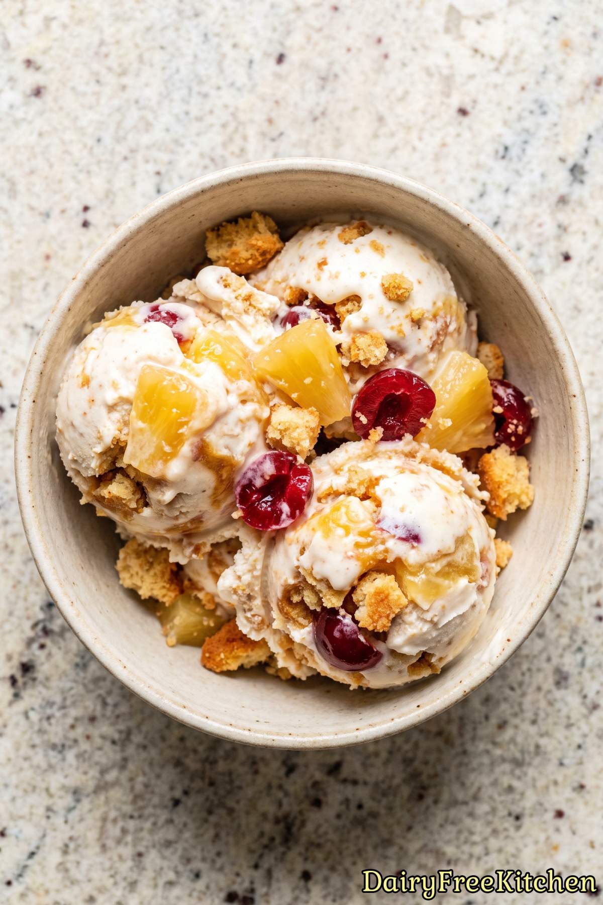 Homemade pineapple upside down cake ice cream