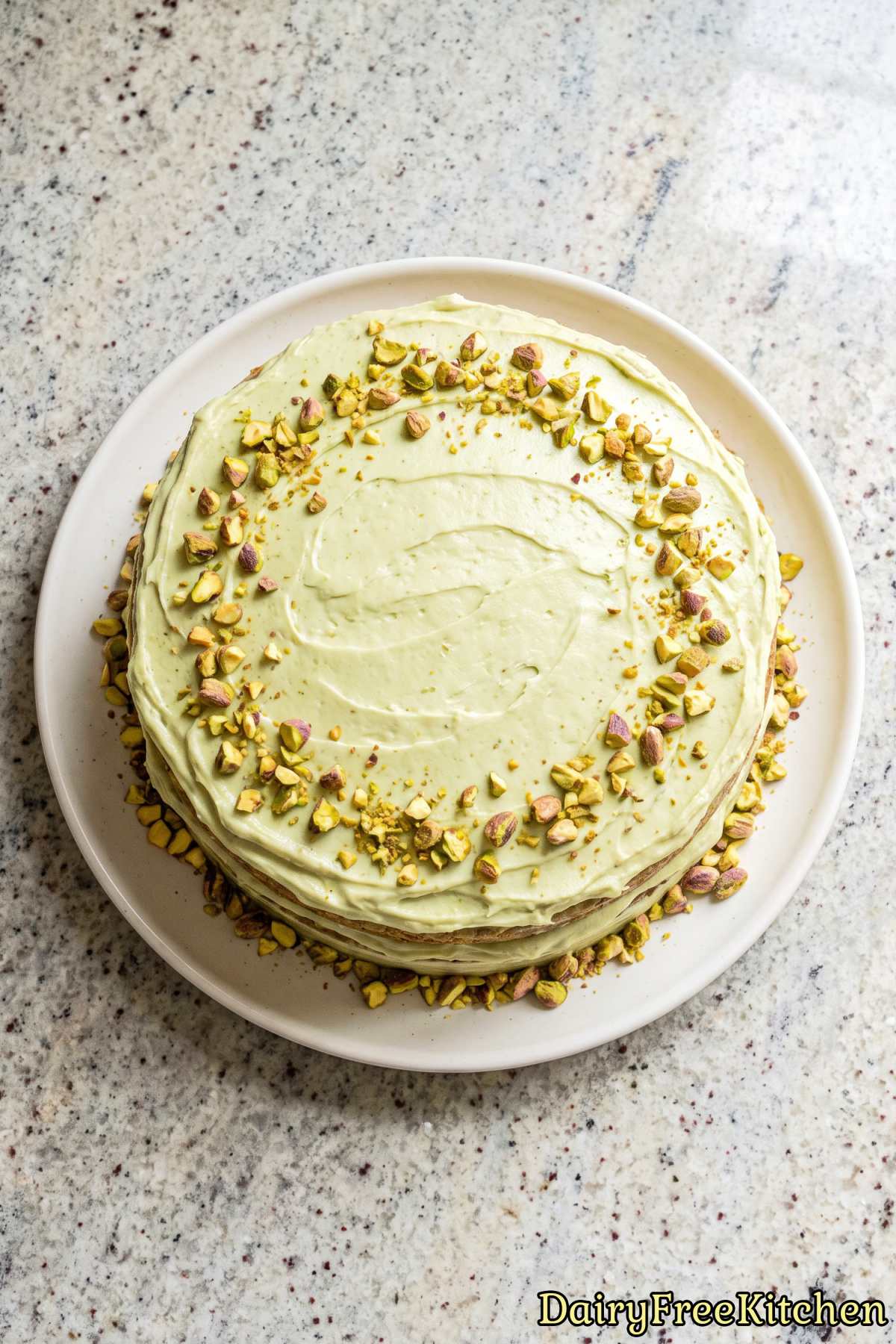 Easy dairy free pistachio cake dessert