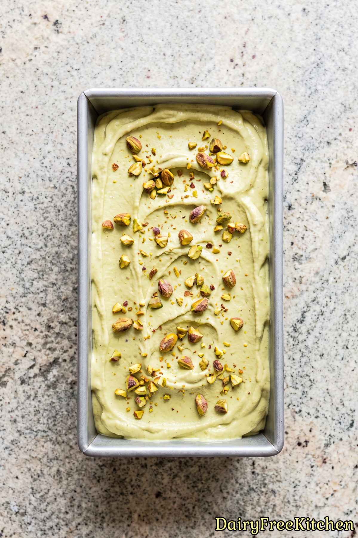 Simple vegan pistachio ice cream dessert
