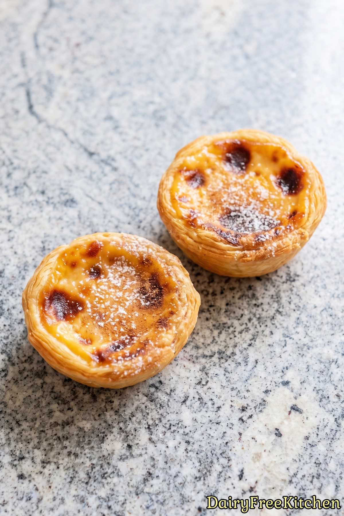 Creamy dairy free custard tart ready to eat