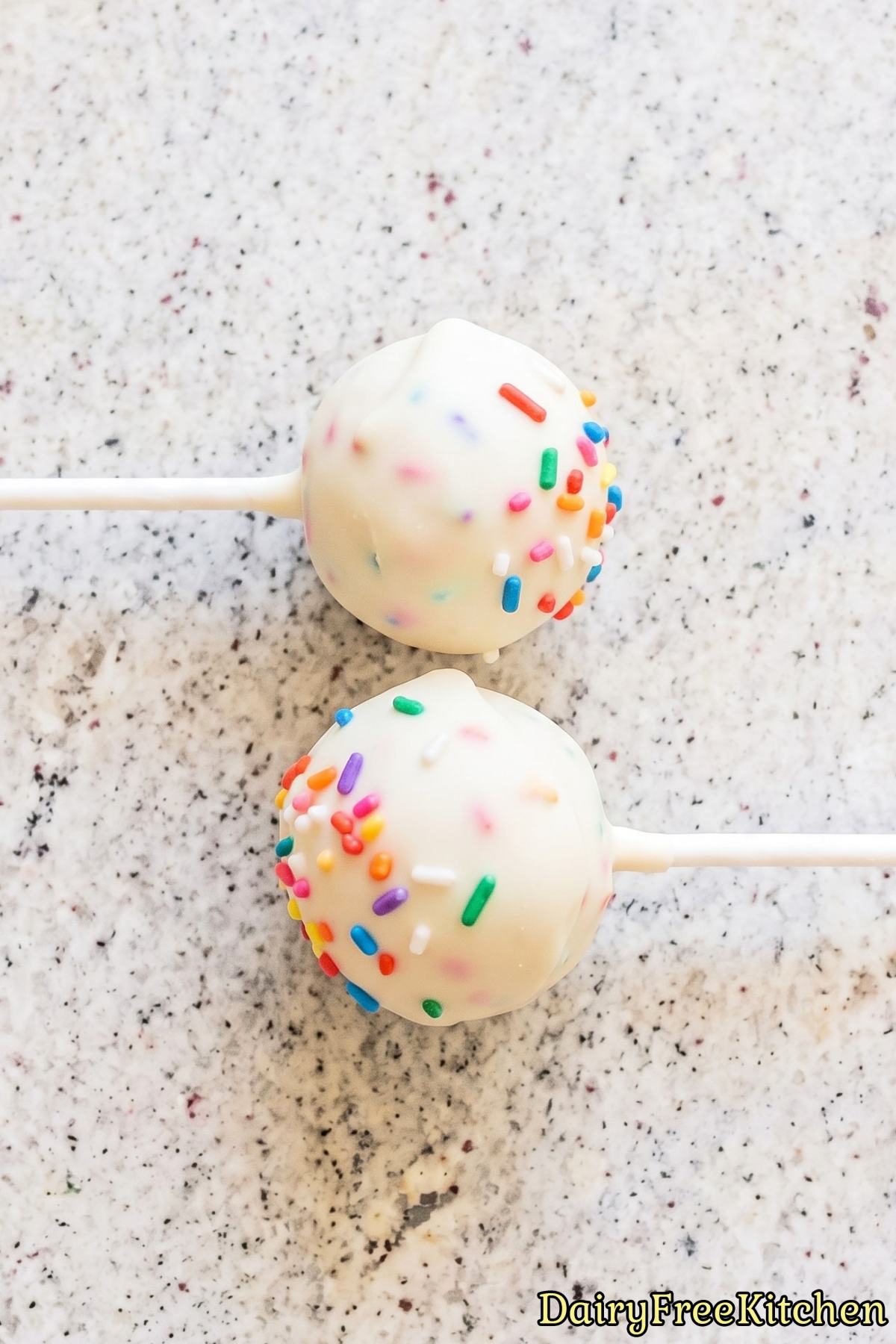 Homemade protein birthday cake pops with sprinkles