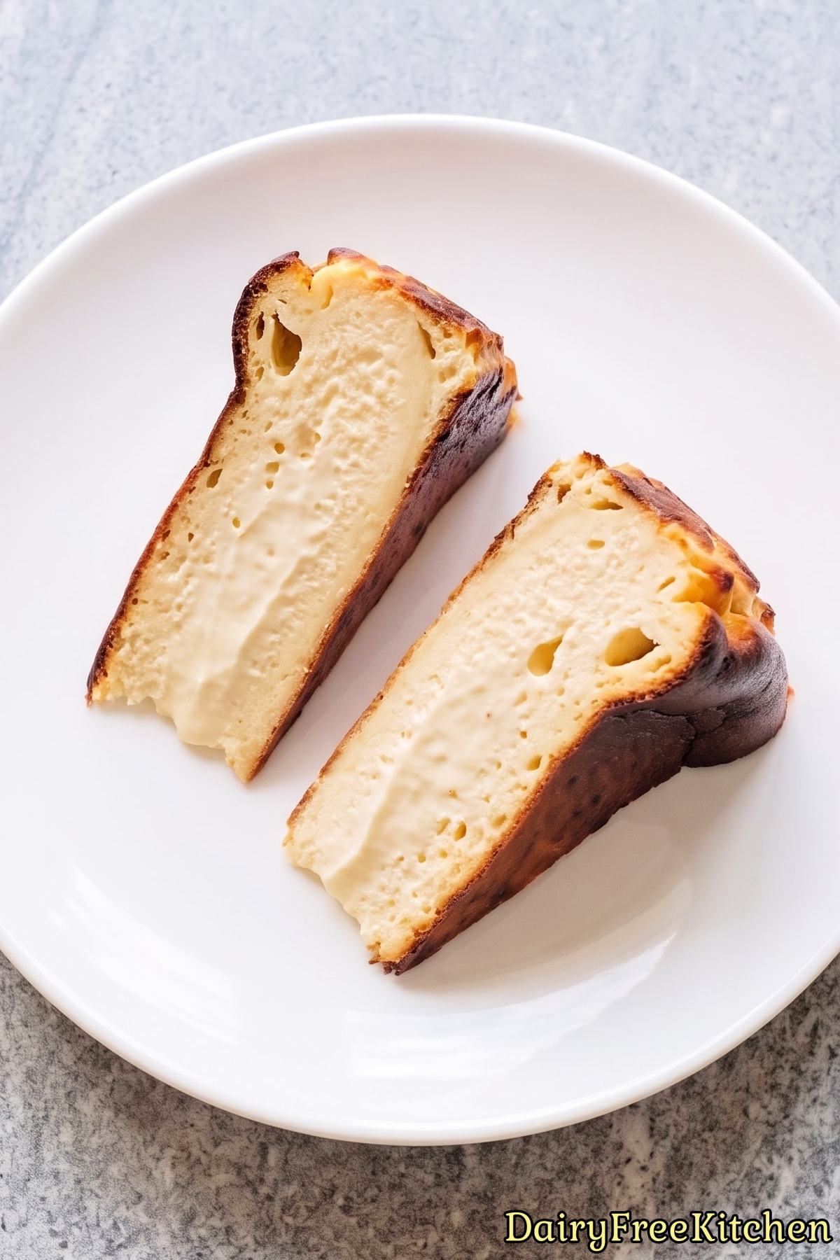 Slice of protein burnt Basque cheesecake