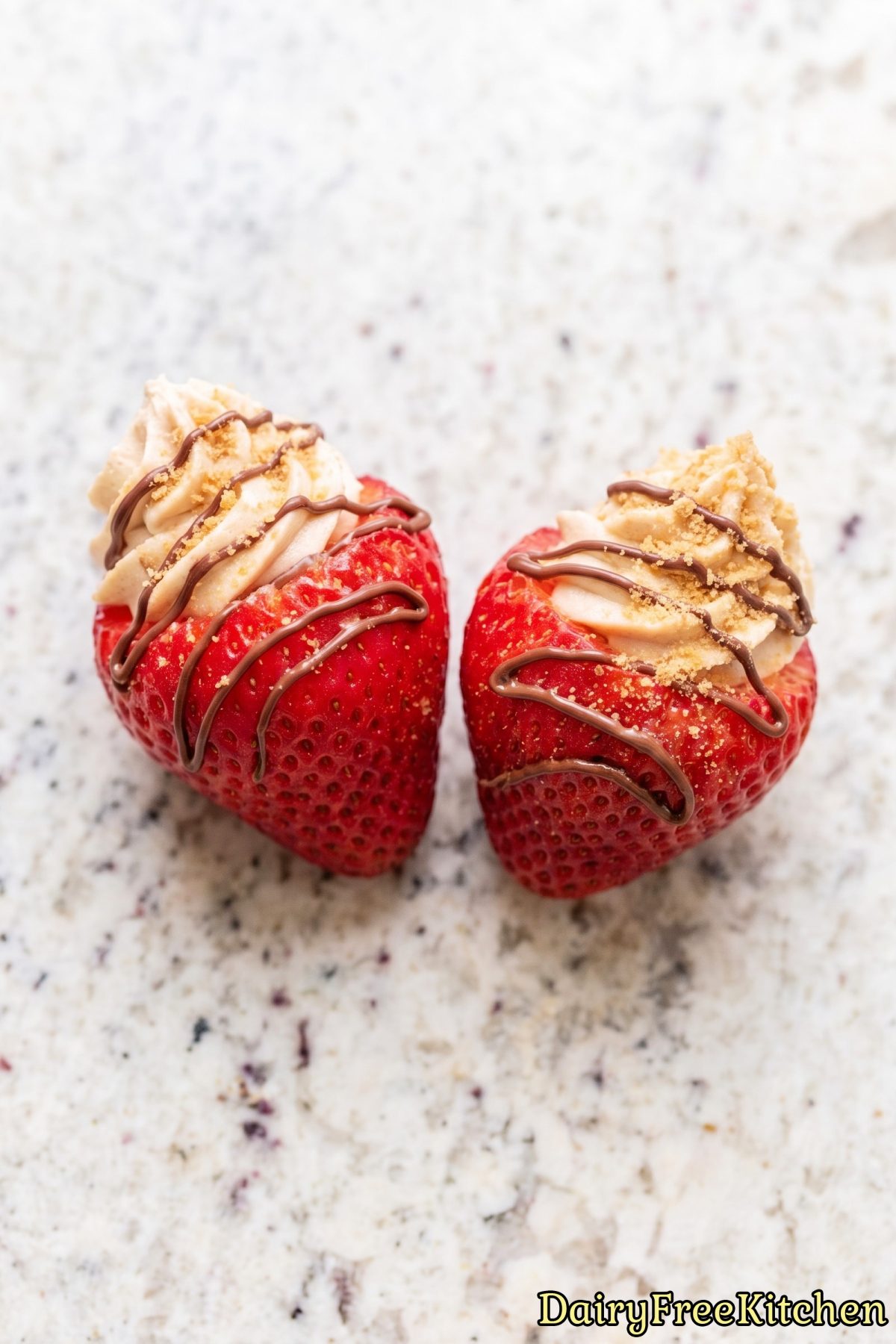 Fresh strawberries filled with protein cheesecake