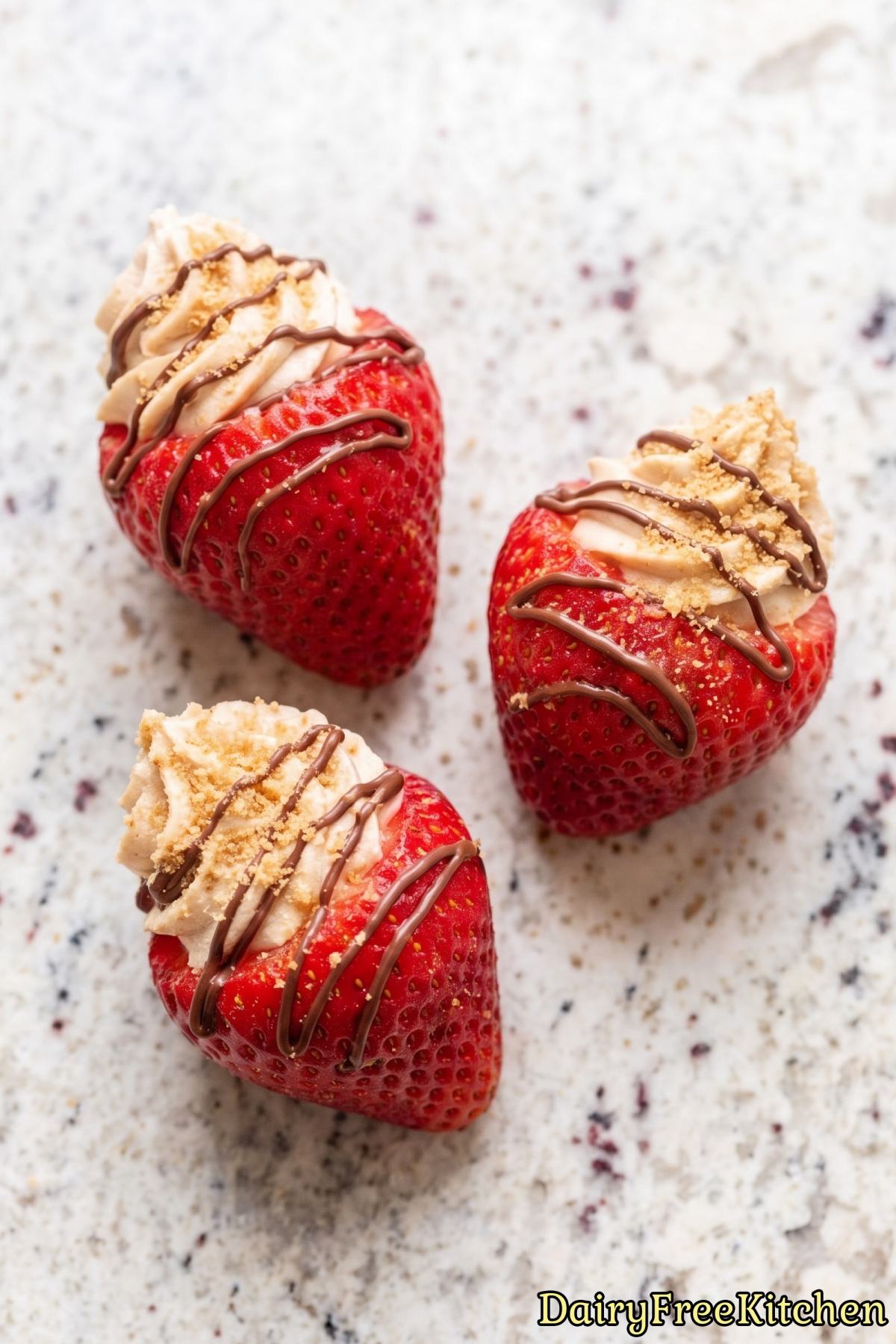 Sweet vegan cheesecake stuffed strawberries