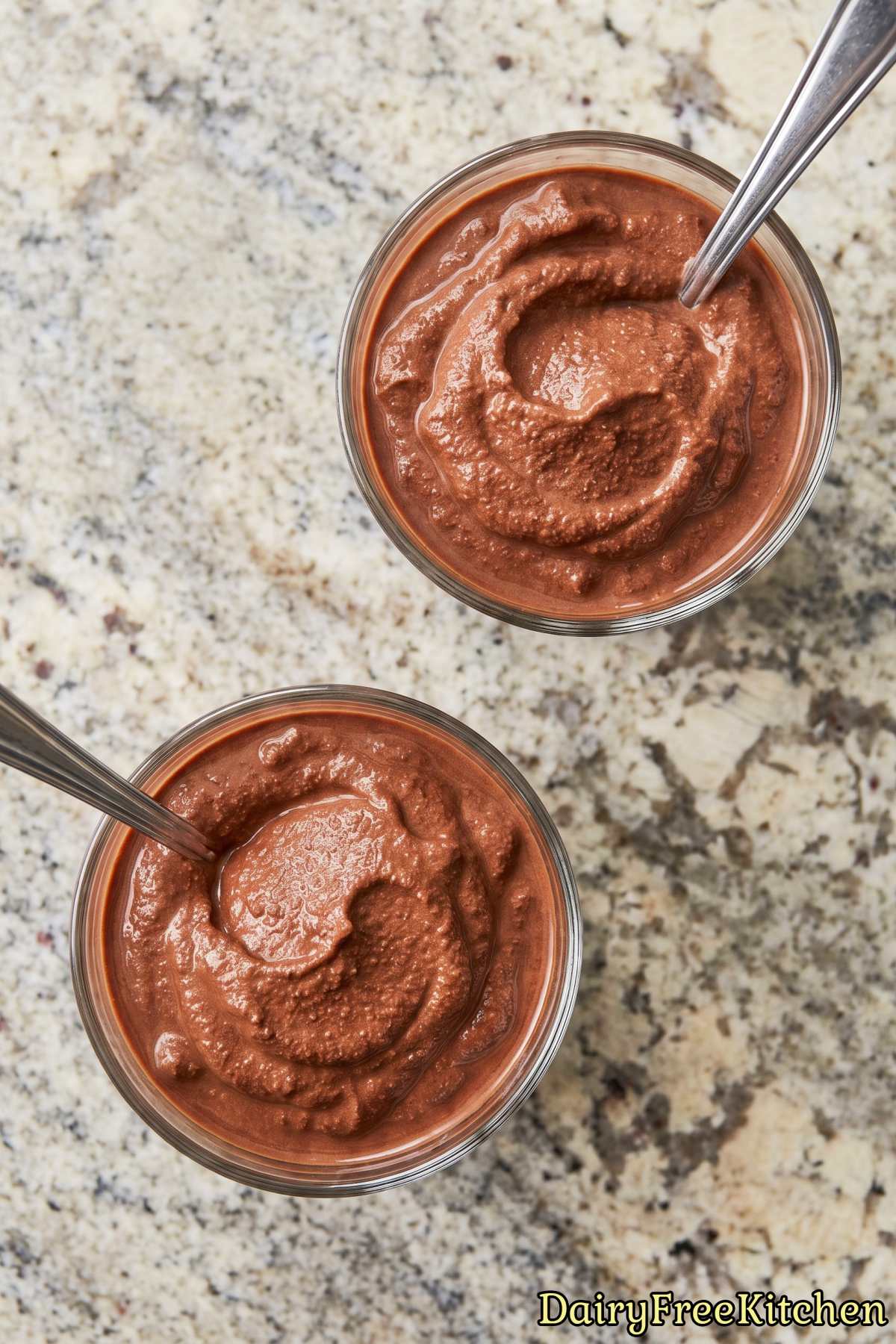 Cold blended dairy free protein chocolate frosty