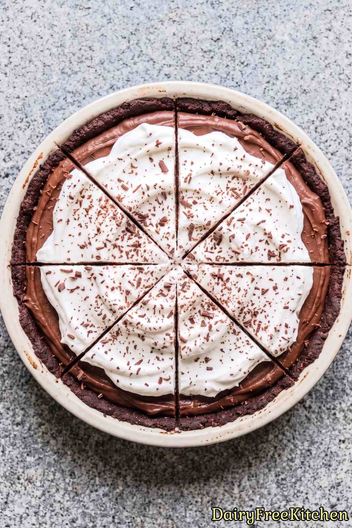 Velvety dairy free protein chocolate pie