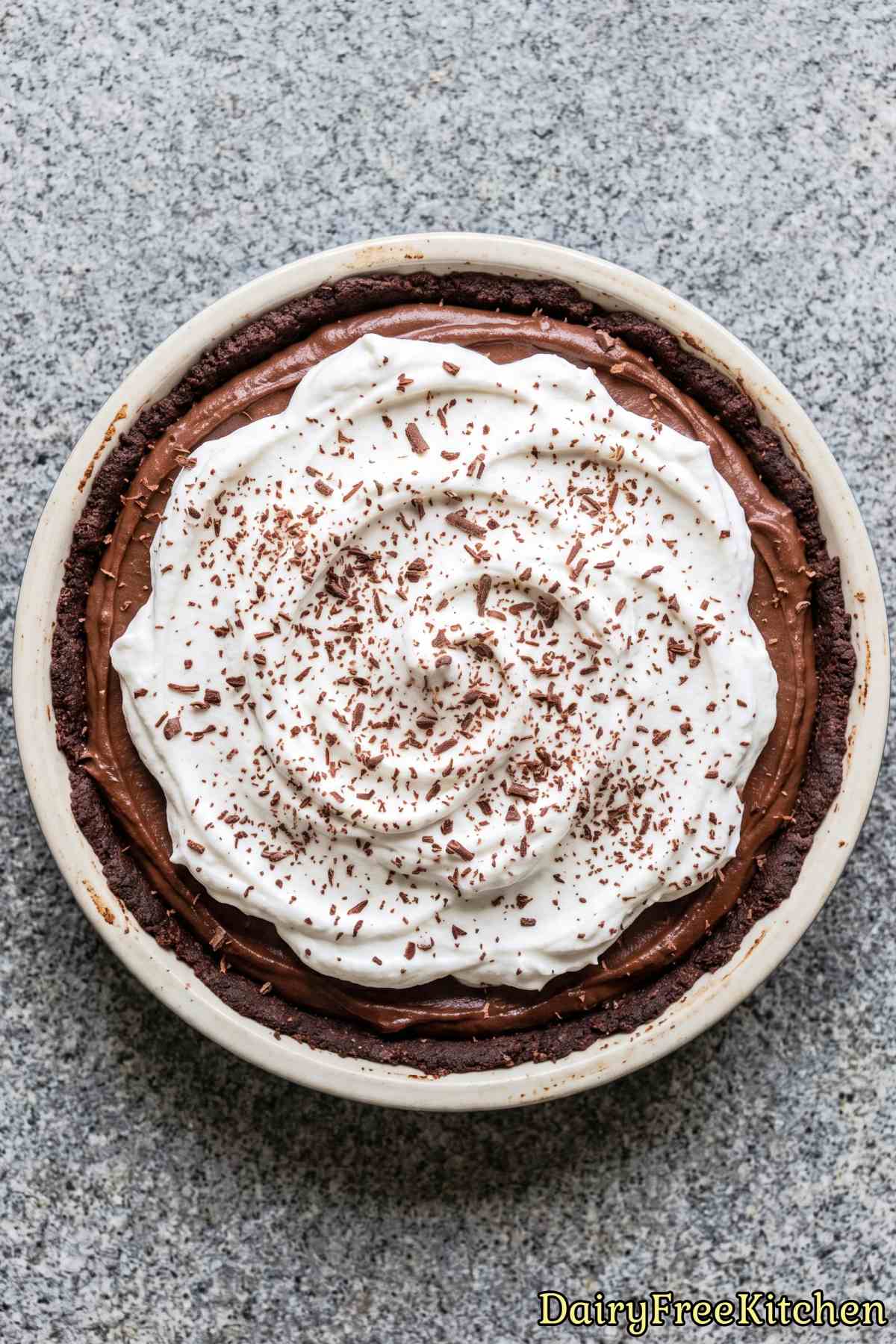 Slice of dairy free protein French silk pie
