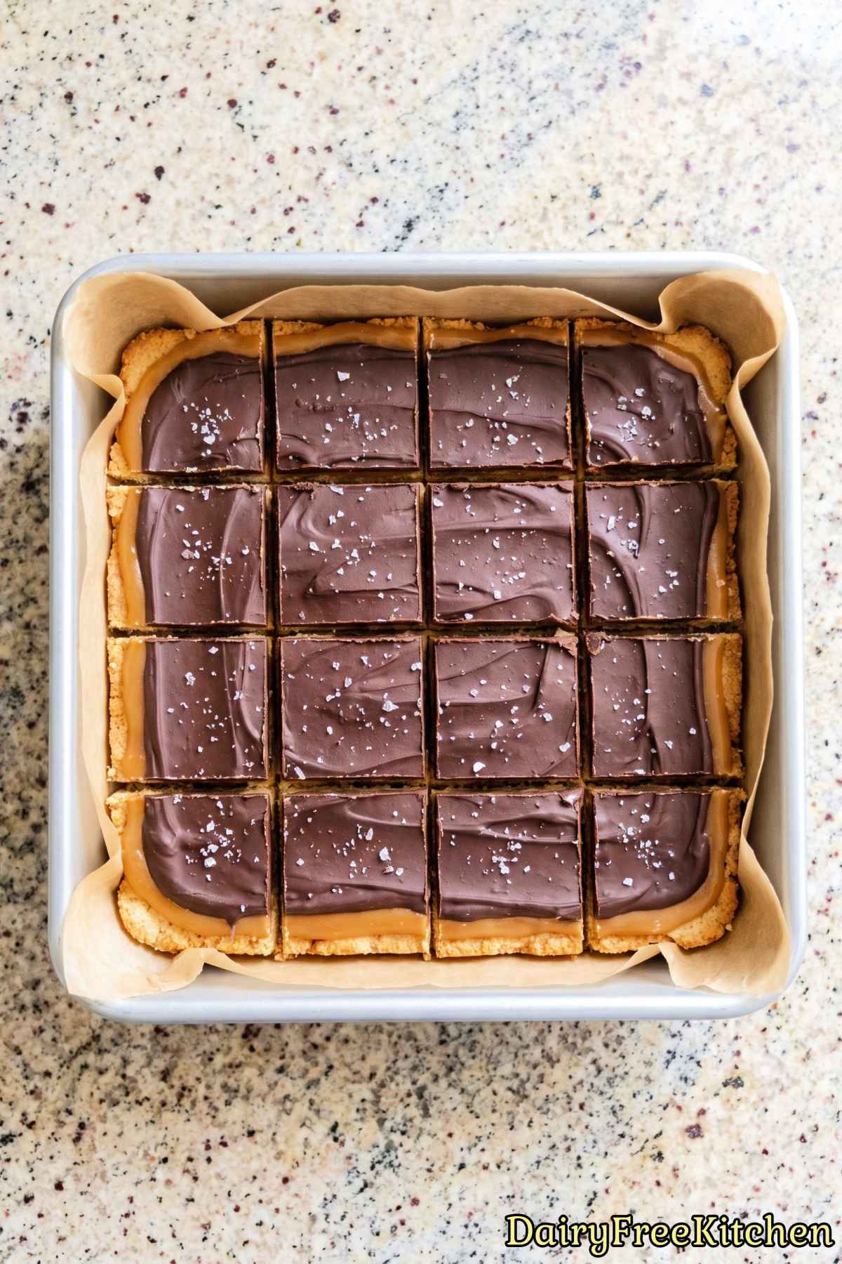 Dairy free caramel protein shortbread slice