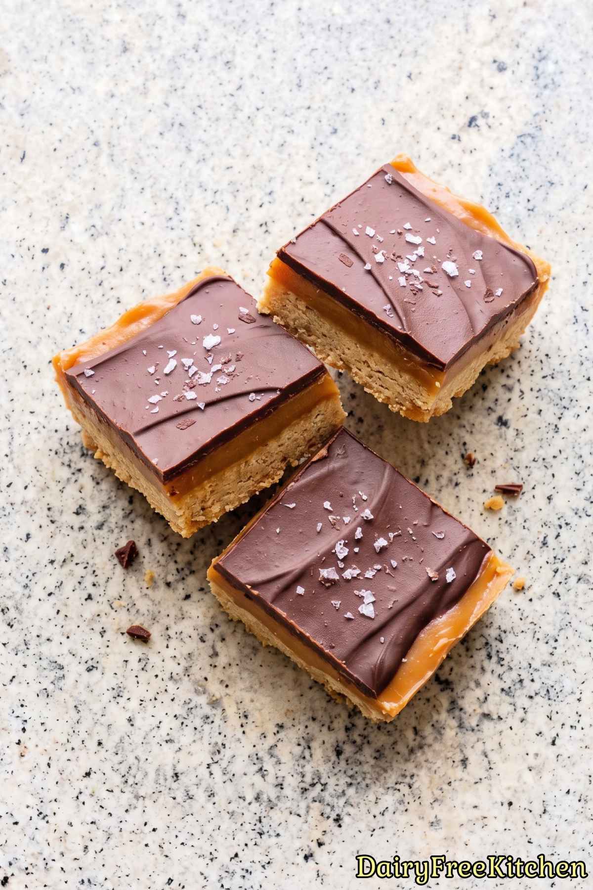 Chocolate caramel protein shortbread squares