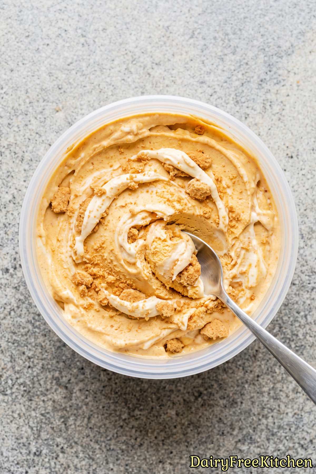 Smooth dairy free pumpkin cheesecake ice cream