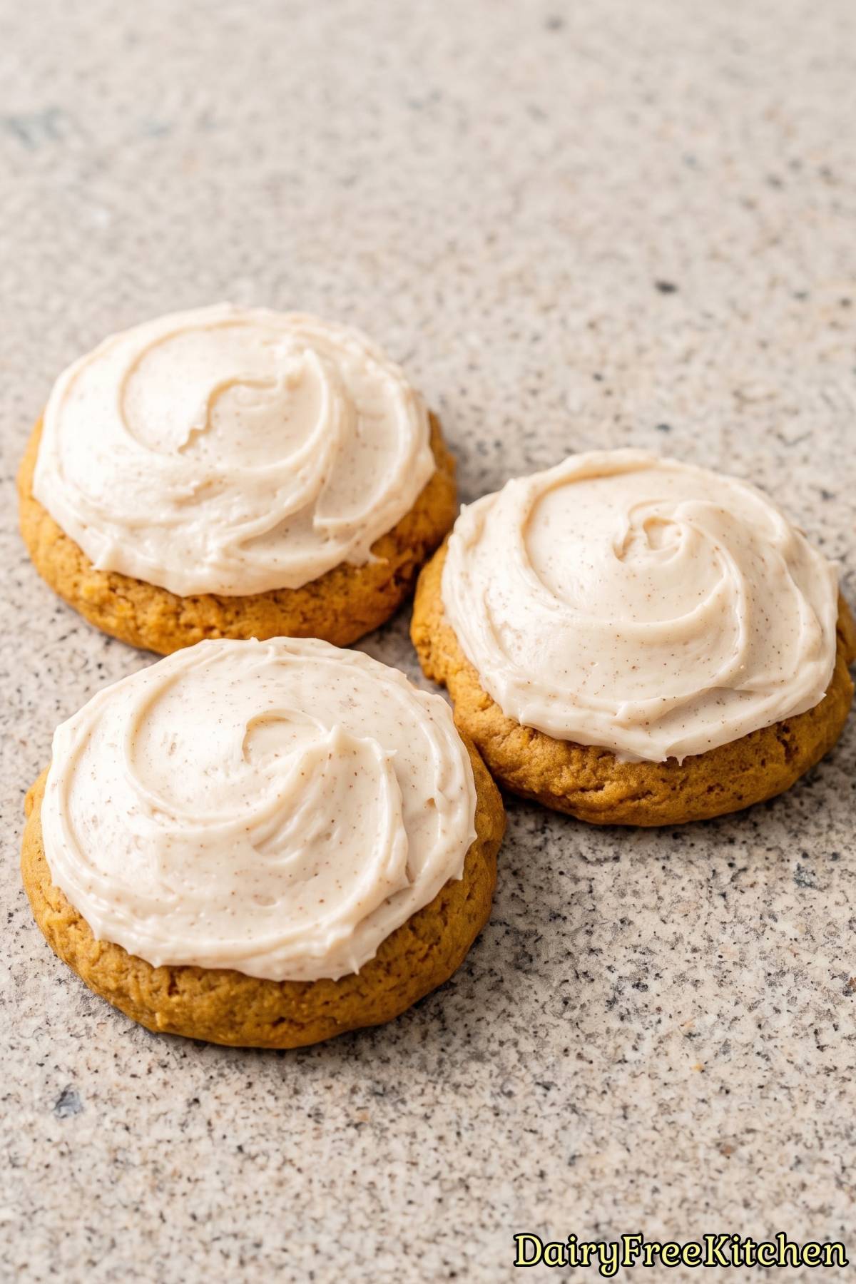 Homemade dairy free pumpkin cookies with icing