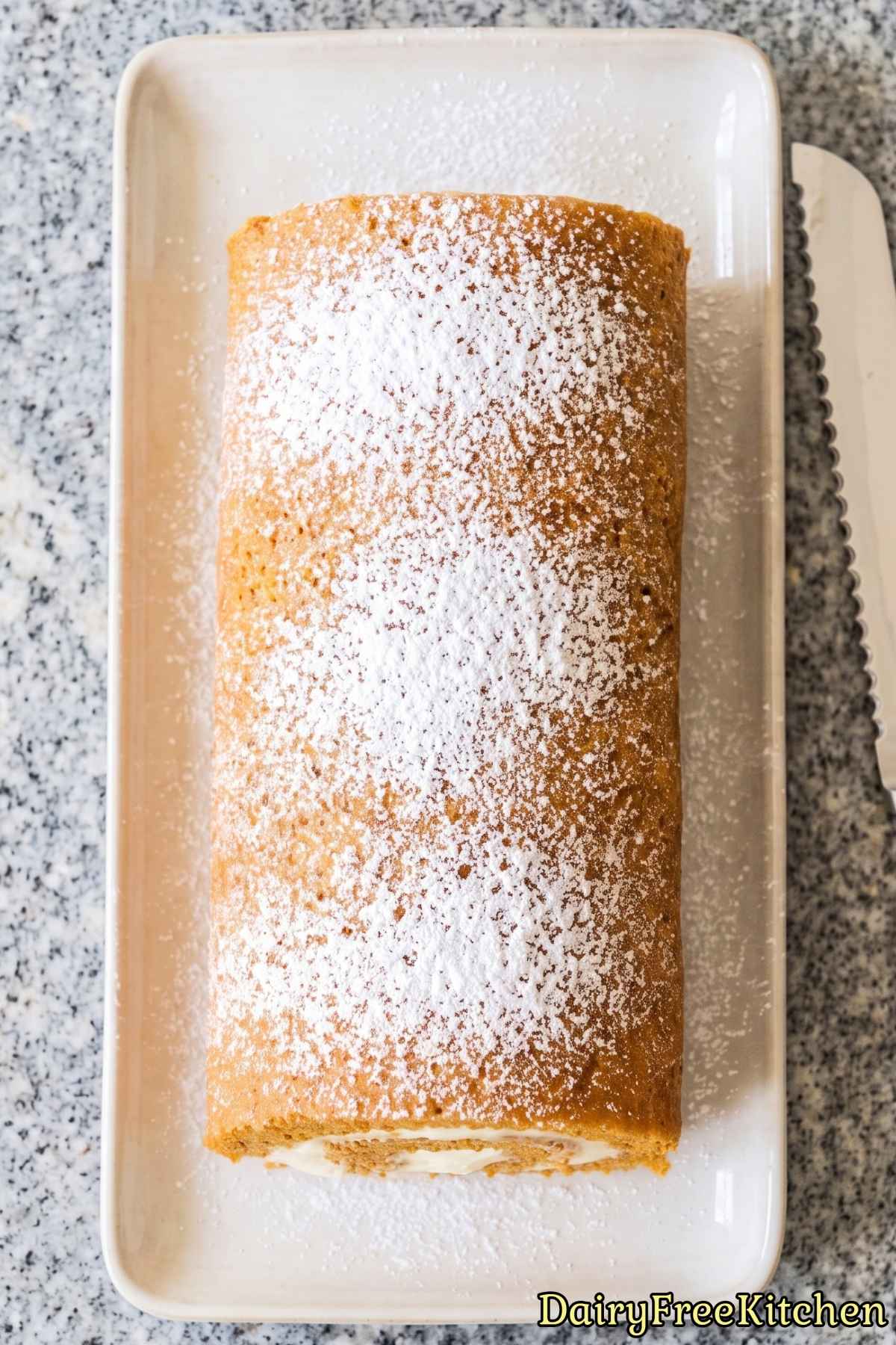 Dairy free pumpkin roll slice
