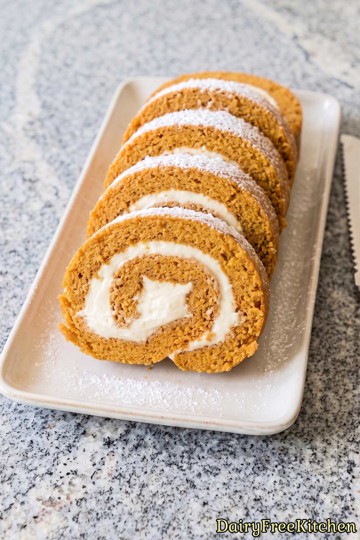 Homemade dairy free pumpkin roll