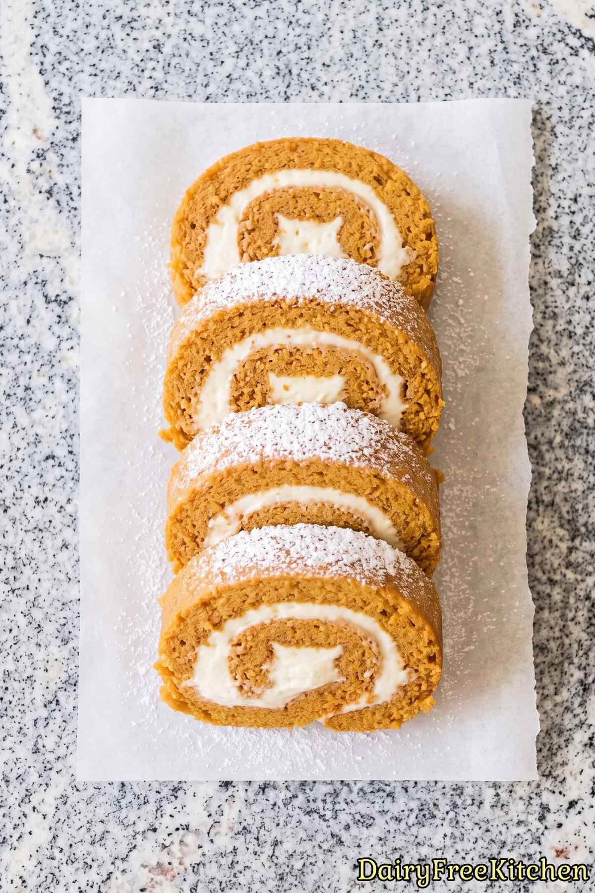 Fresh baked dairy free pumpkin roll