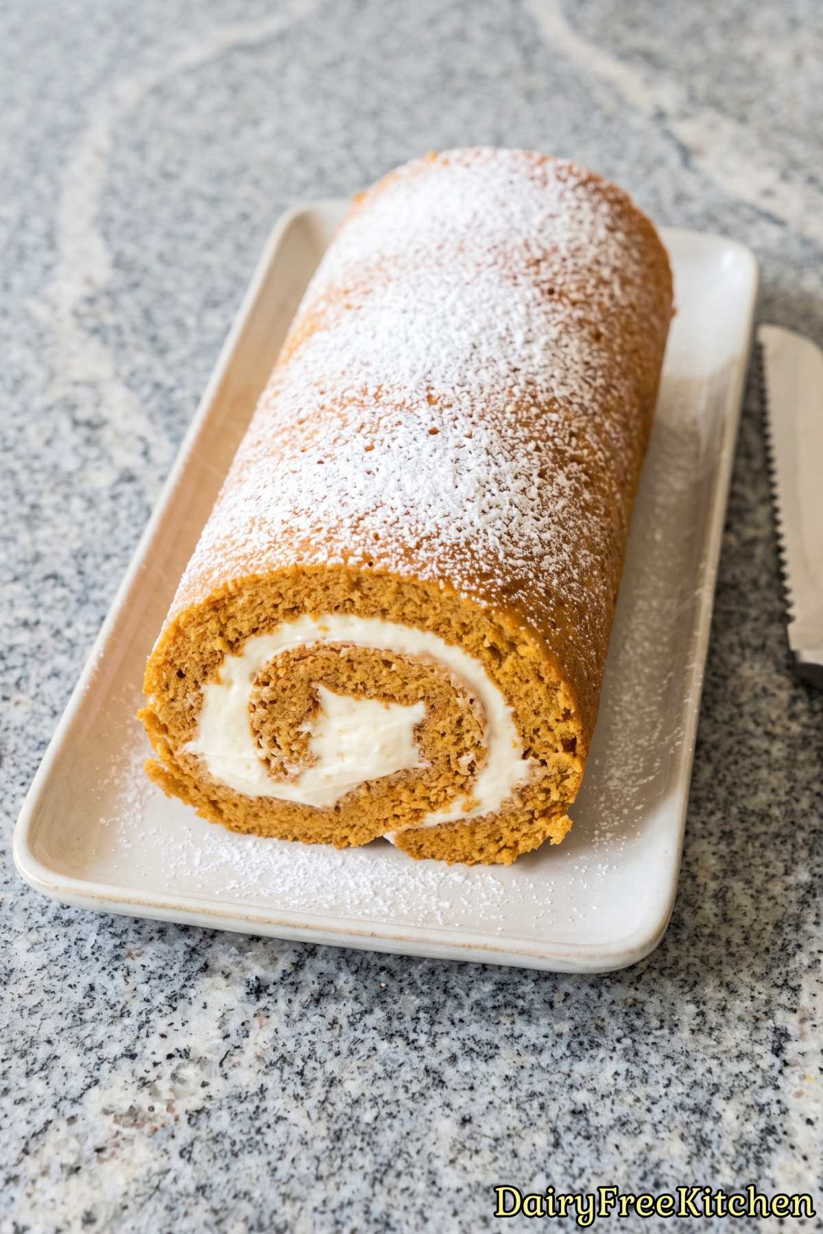 Dairy free pumpkin roll with filling