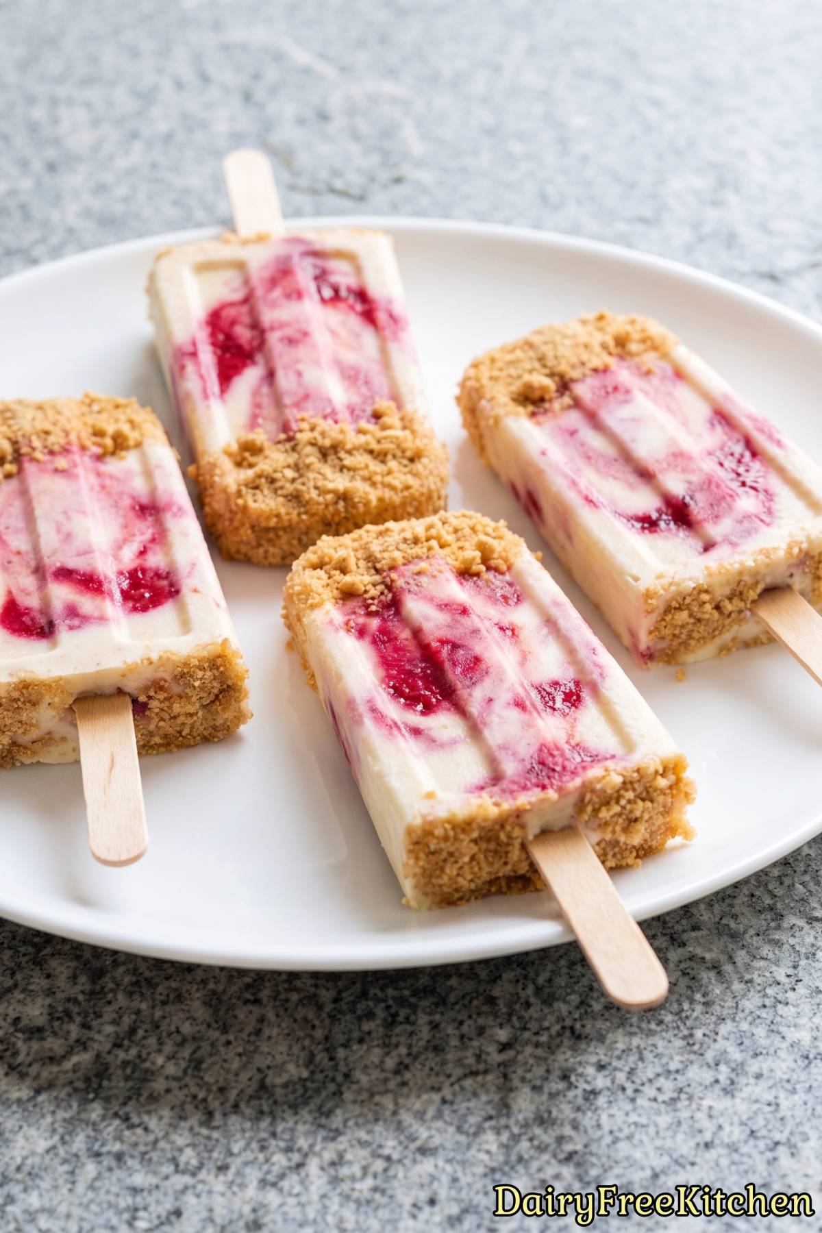 Homemade raspberry cheesecake pops
