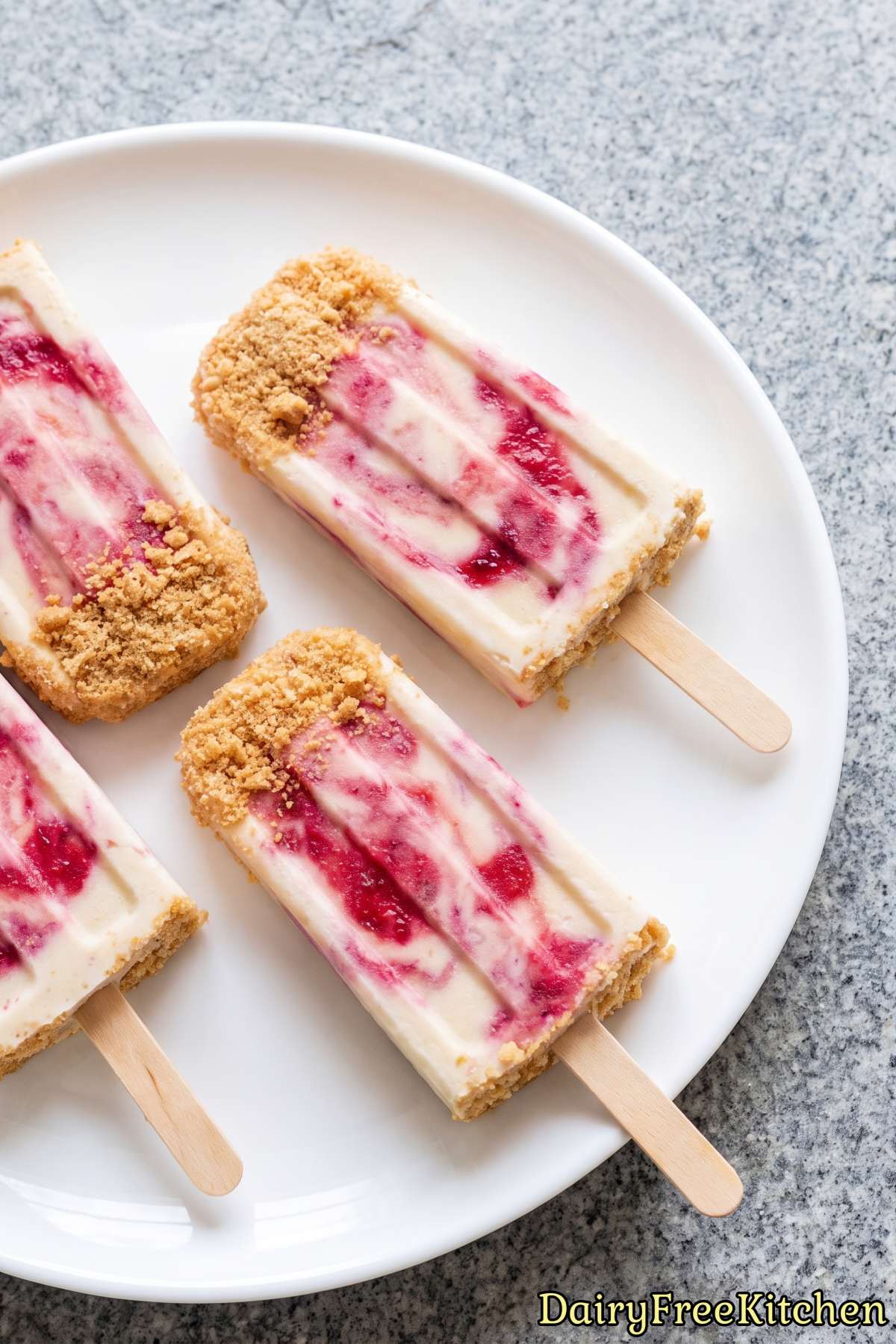 Frozen dairy free raspberry popsicles