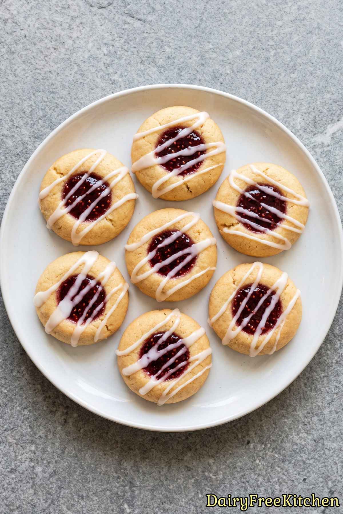 Dairy free raspberry thumbprint cookies