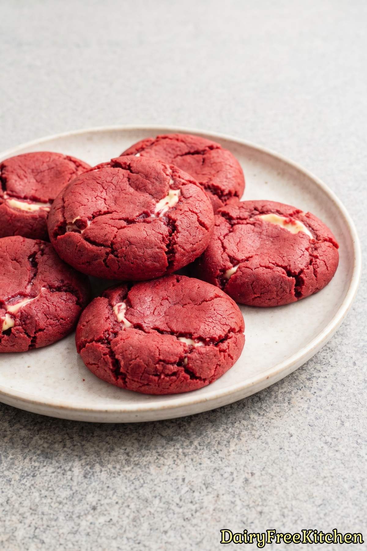 Dairy free red velvet cheesecake cookies