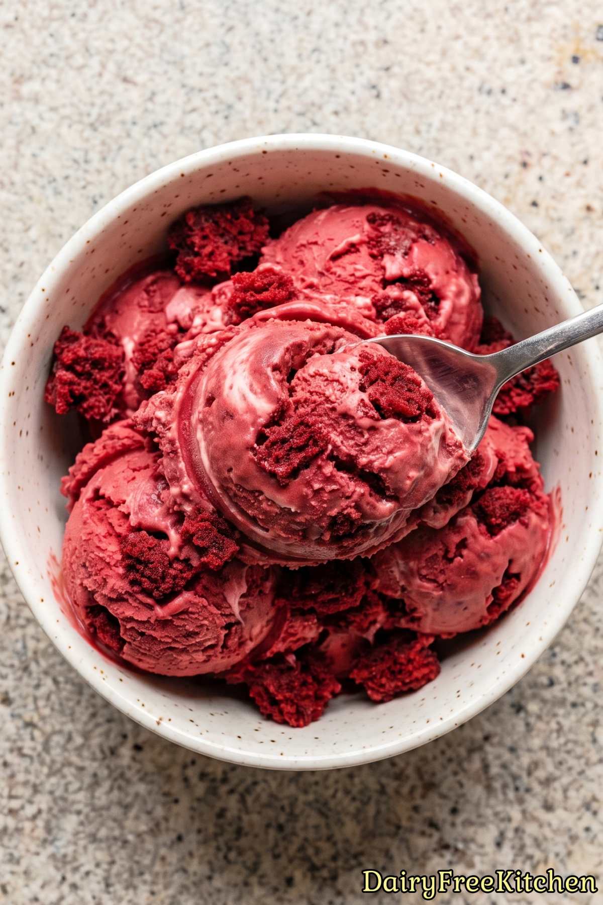 Decadent dairy free red velvet ice cream