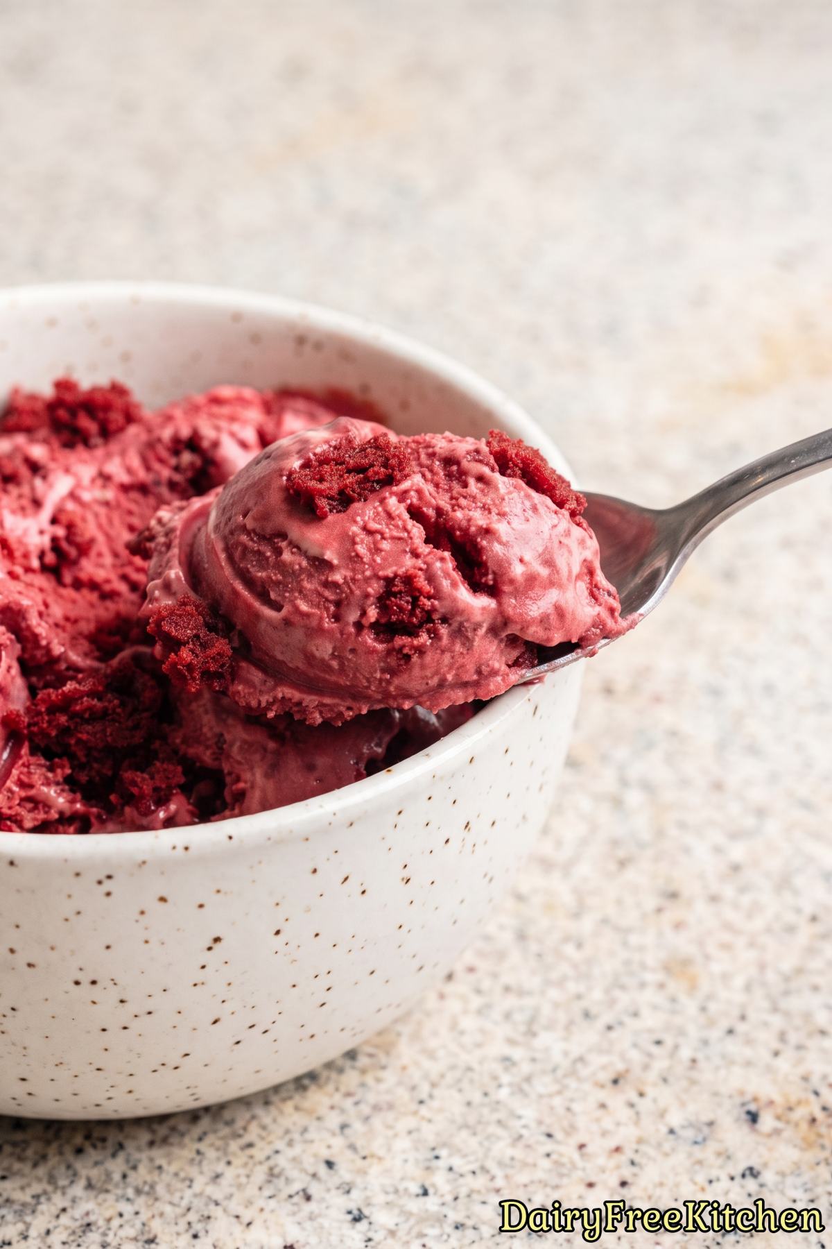 Homemade dairy free red velvet ice cream