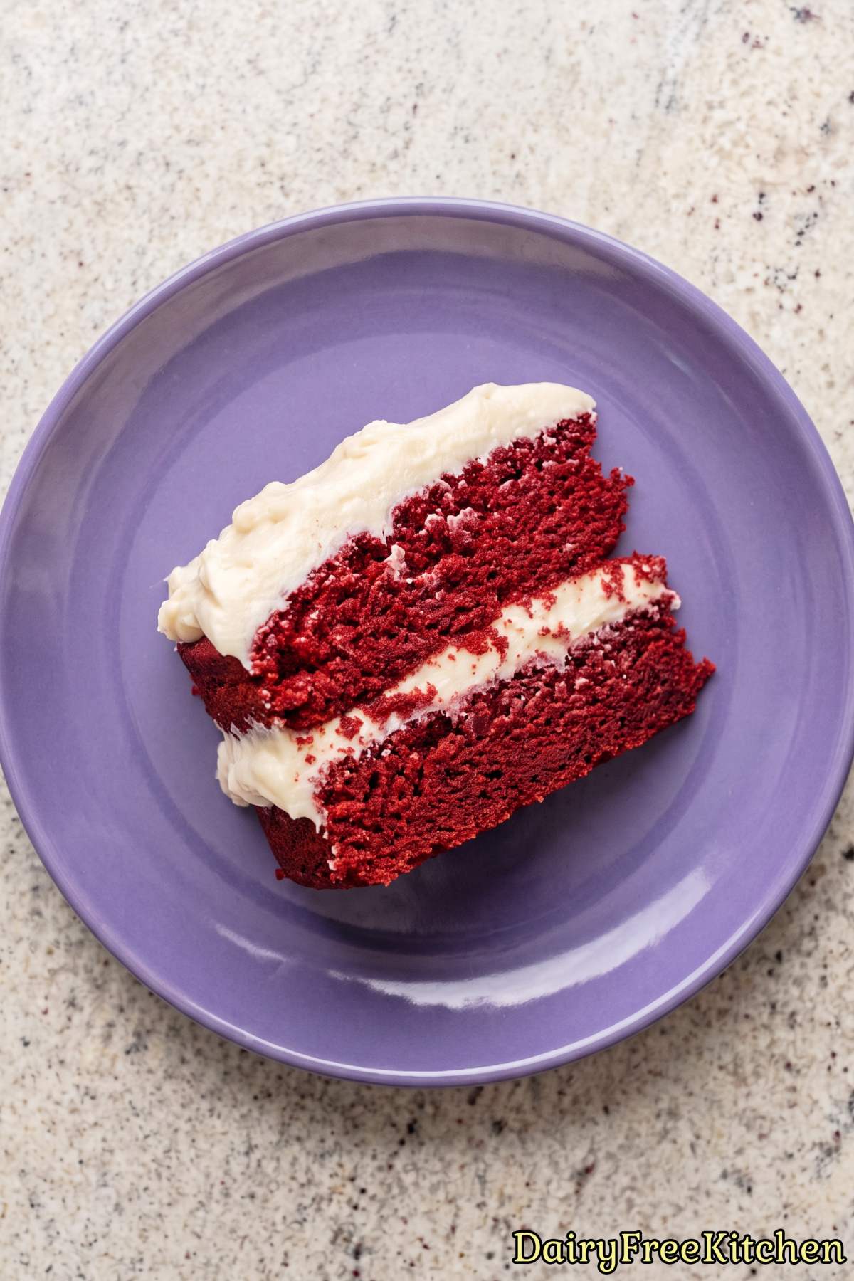 Fluffy dairy free red velvet layer cake