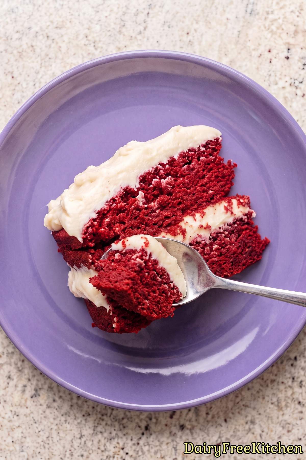 Moist dairy free red velvet layer cake