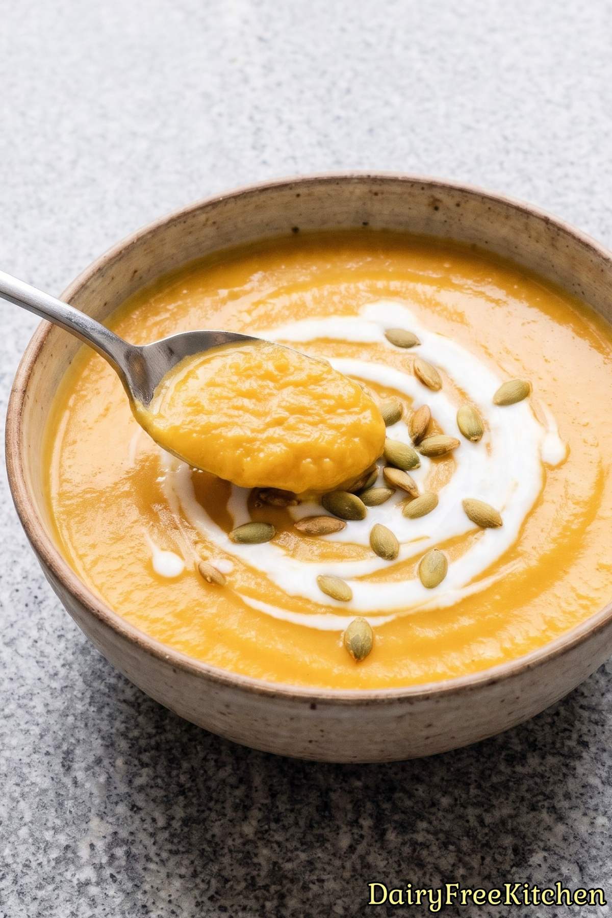 Rich roasted butternut squash soup, dairy free