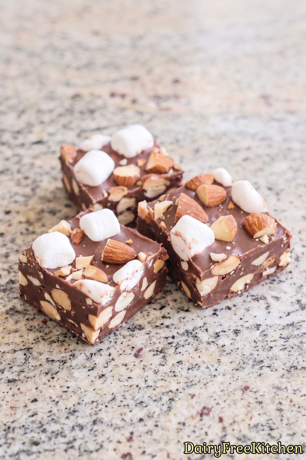 Decadent dairy free rocky road fudge slice