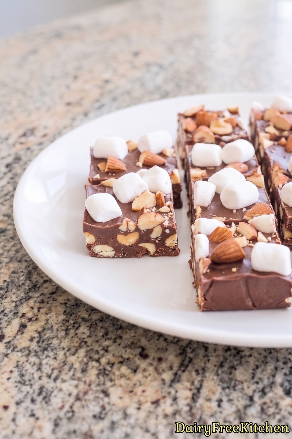 Tasty chocolate dairy free rocky road fudge