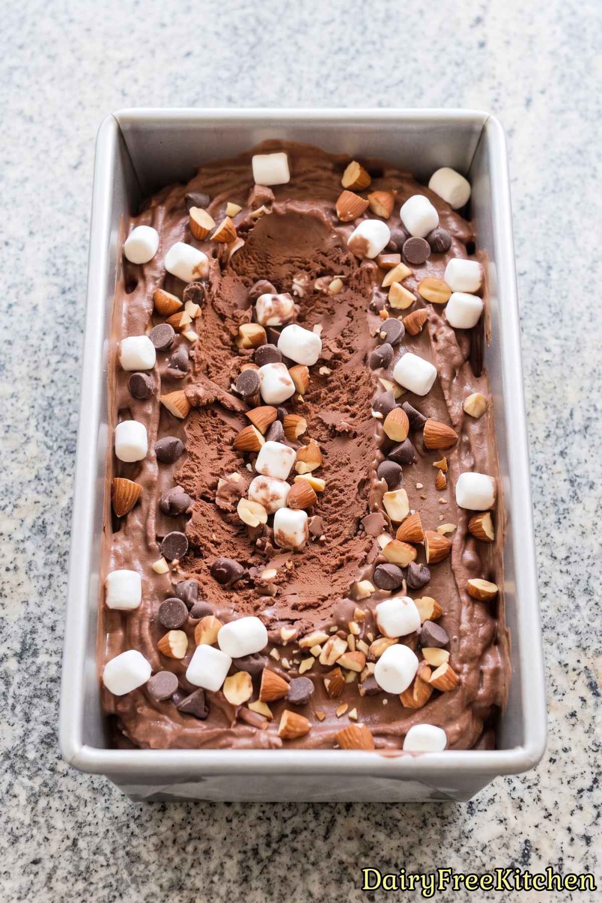 Plant based rocky road ice cream