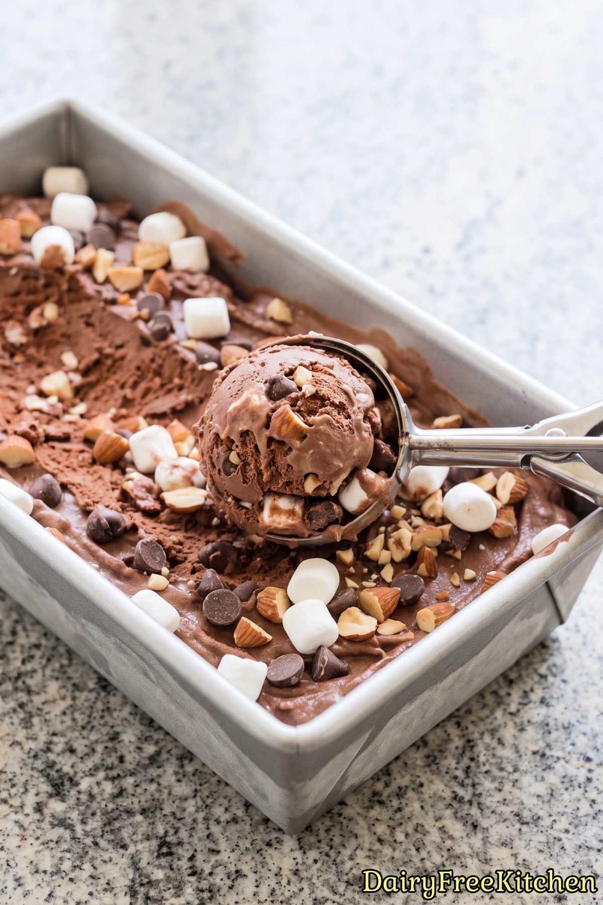 Sweet vegan rocky road ice cream bowl
