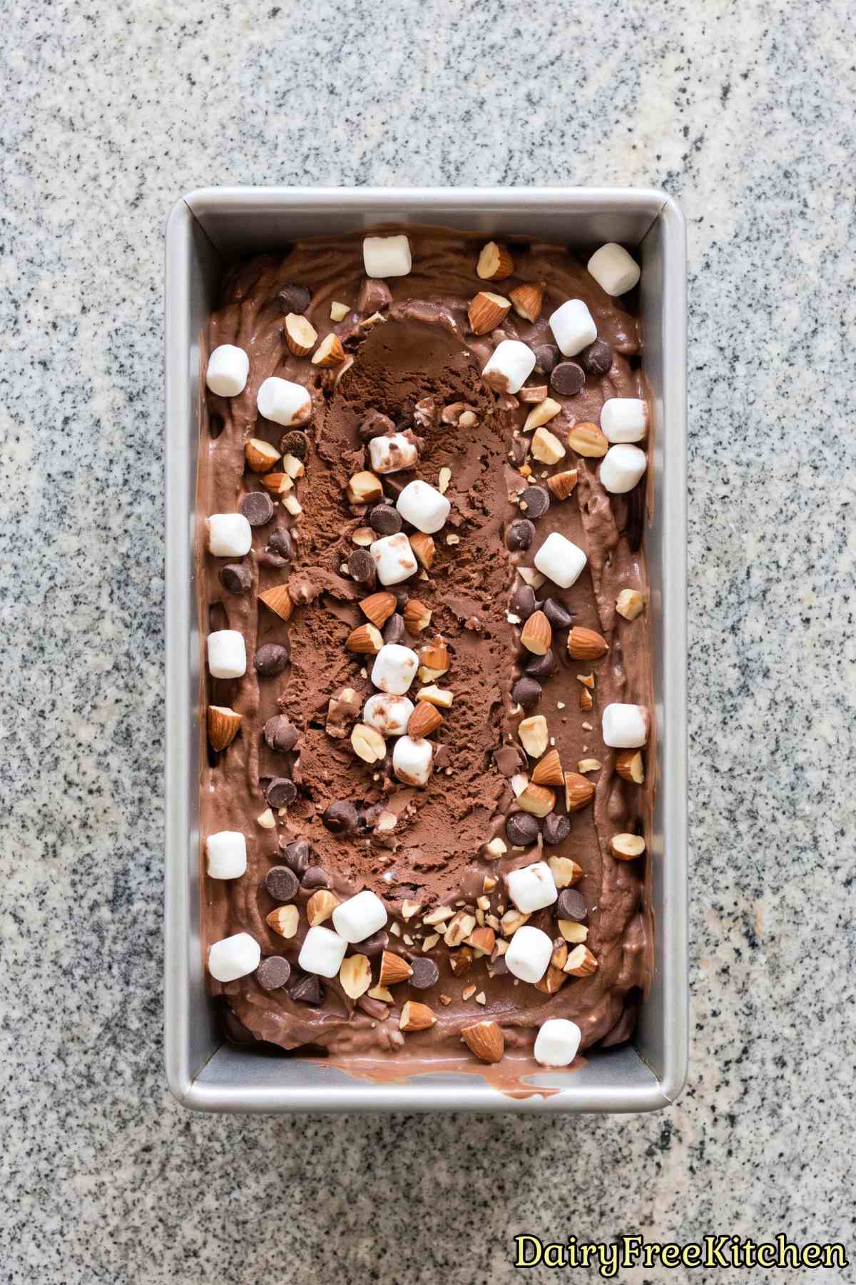 Dairy free rocky road ice cream scoop