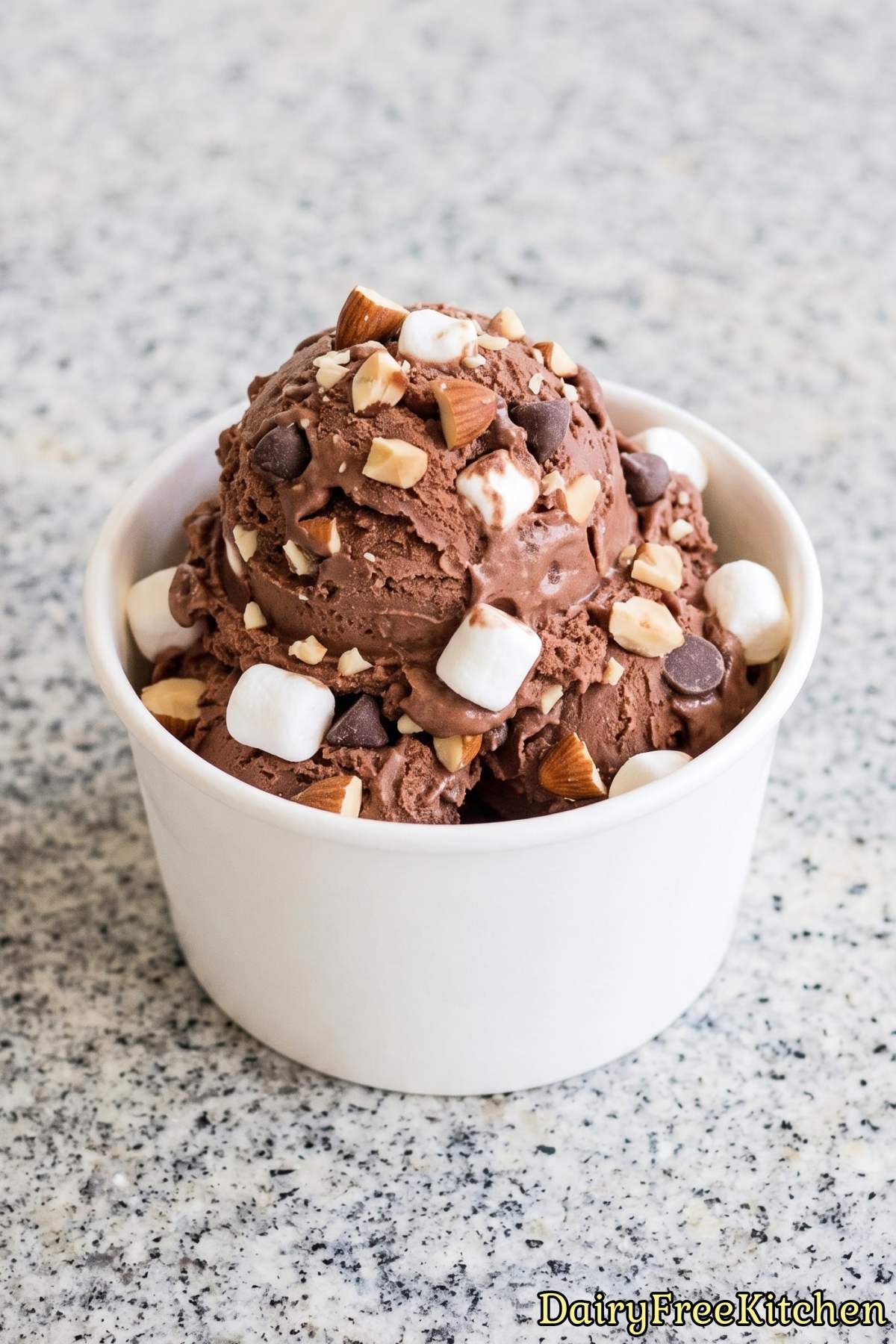 Chilled dairy free rocky road ice cream