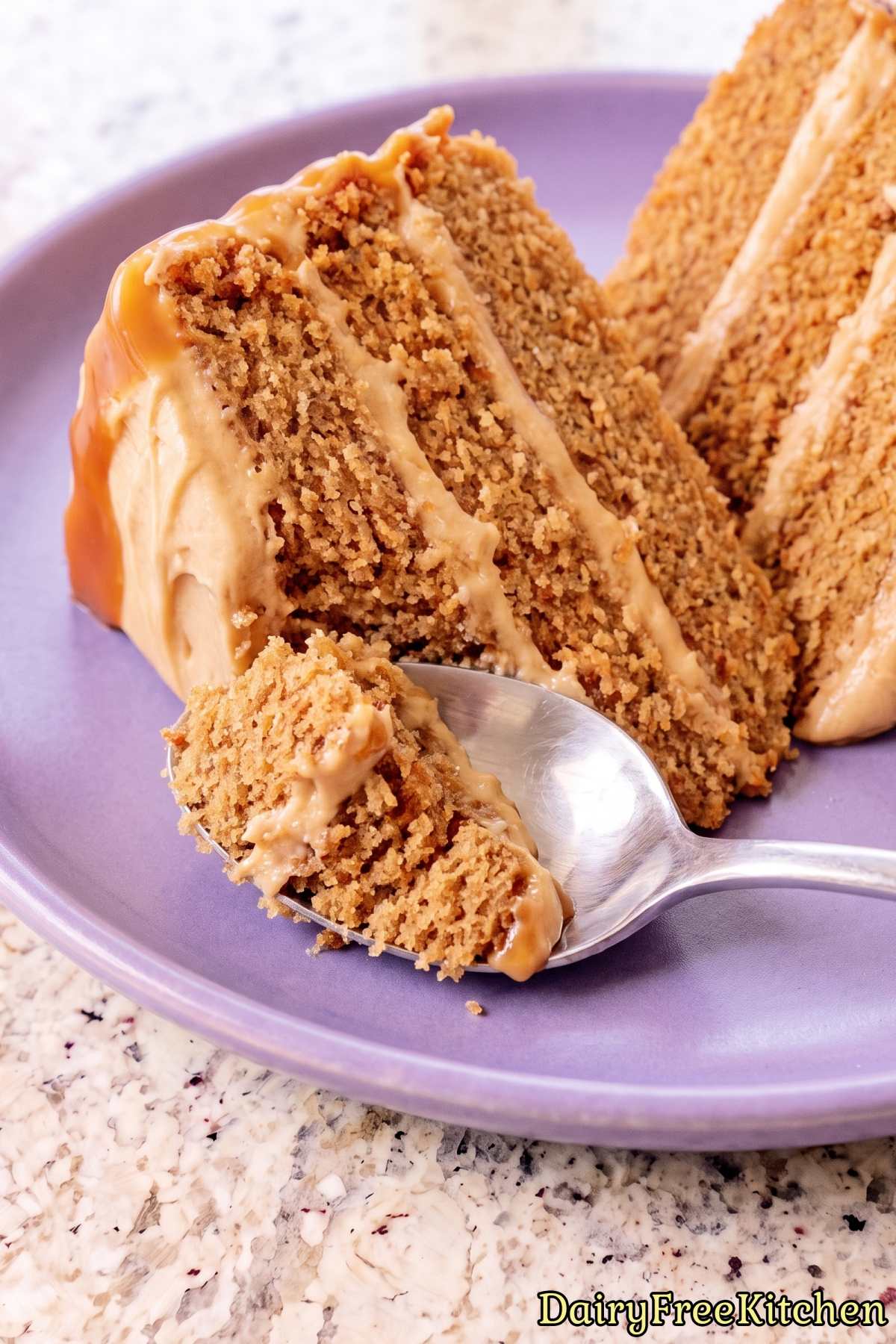 Homemade dairy free salted caramel cake.