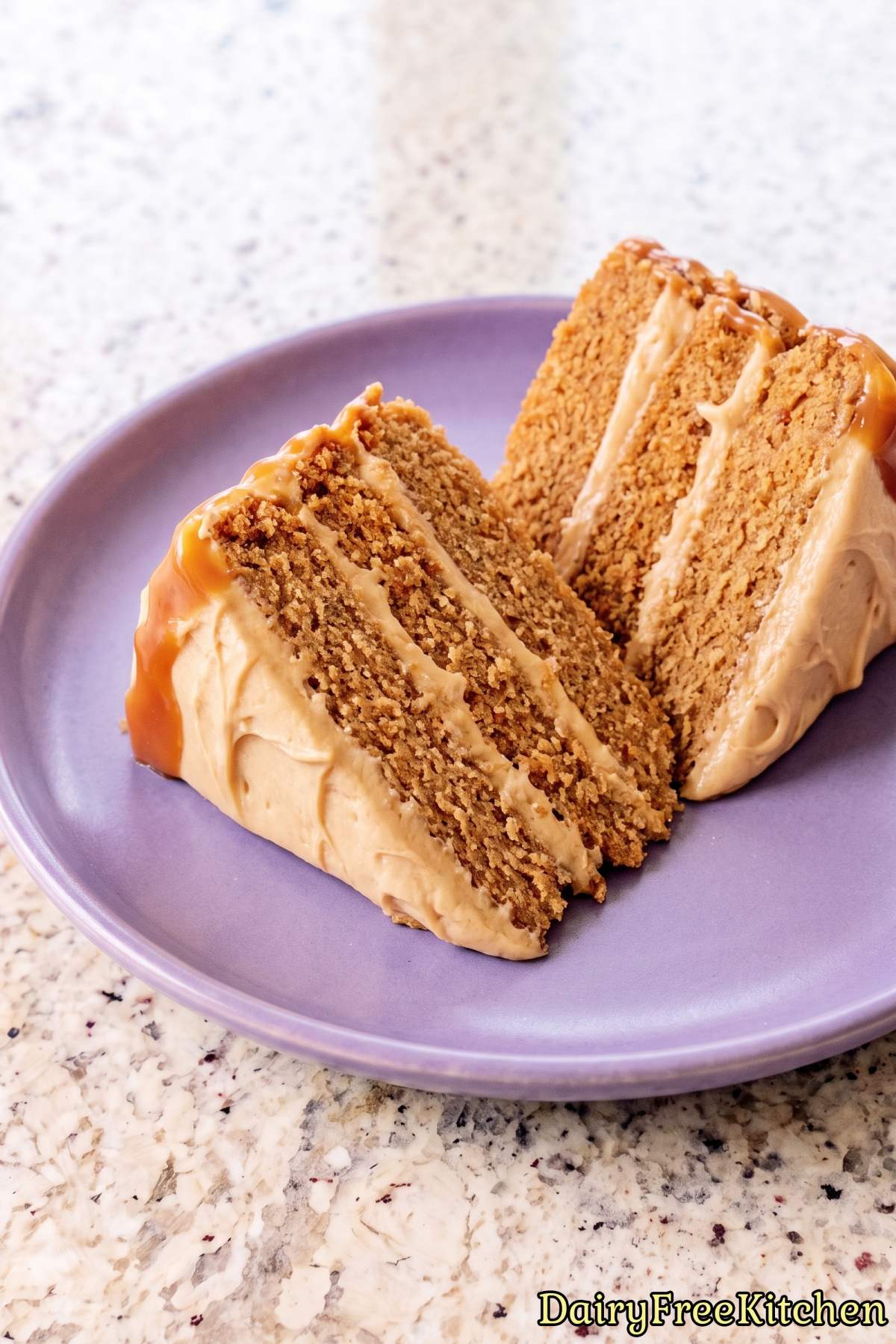 Delicious dairy free caramel layer cake.