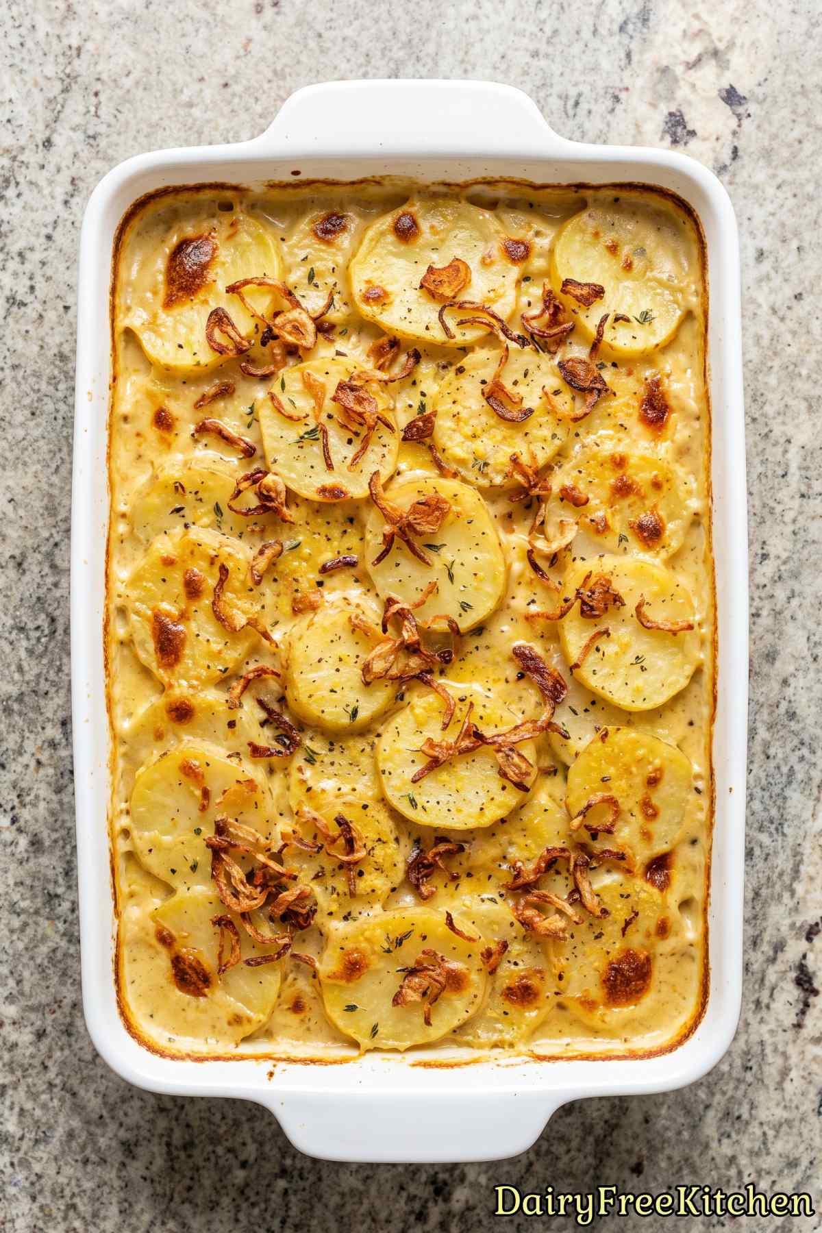 Golden baked dairy free scalloped potatoes