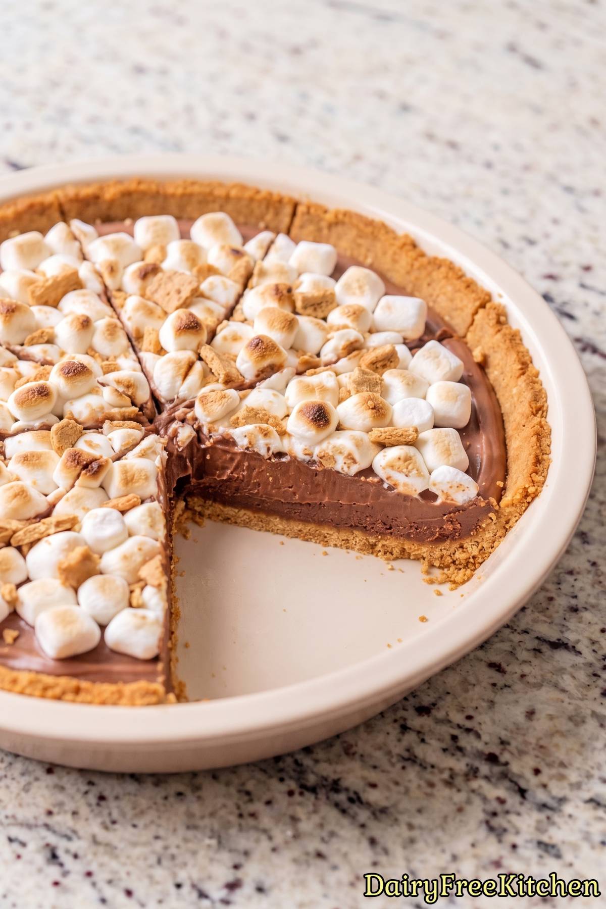Dairy free s'mores pie with graham crust