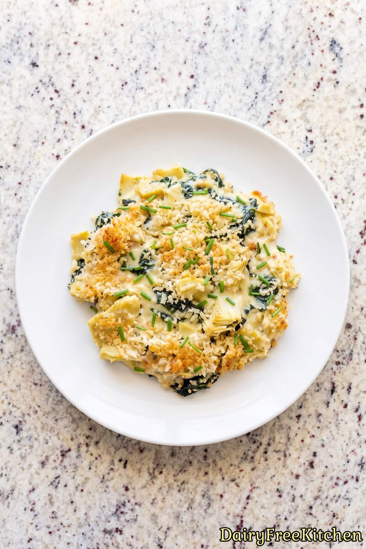 Comforting dairy free spinach artichoke dip