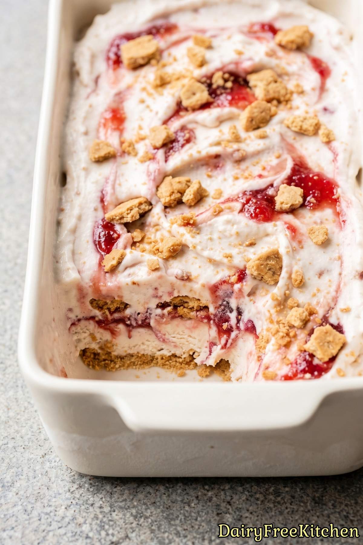 Creamy dairy free strawberry cheesecake ice cream