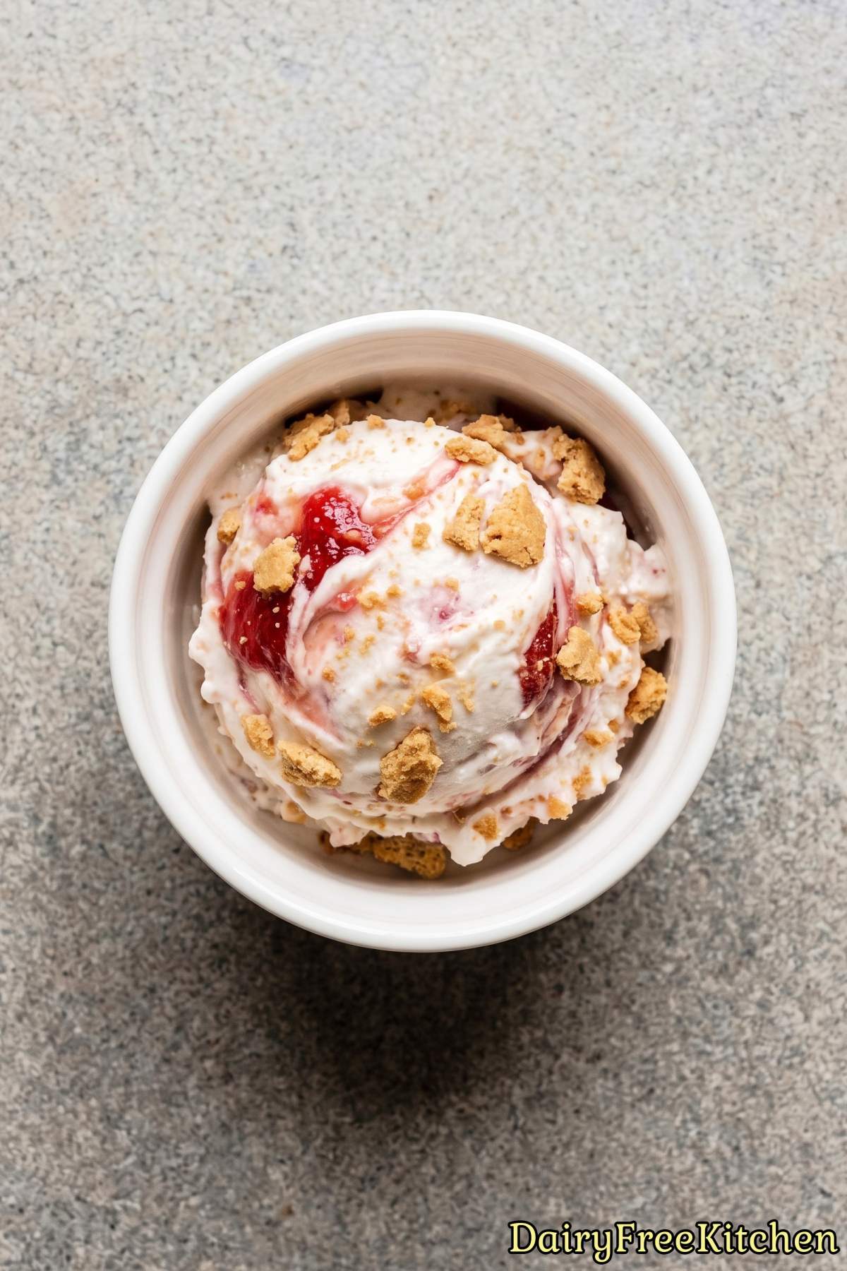 Sweet vegan strawberry cheesecake ice cream treat