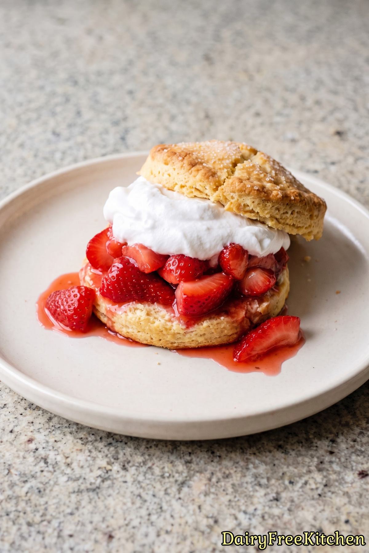 Fluffy dairy free strawberry shortcake