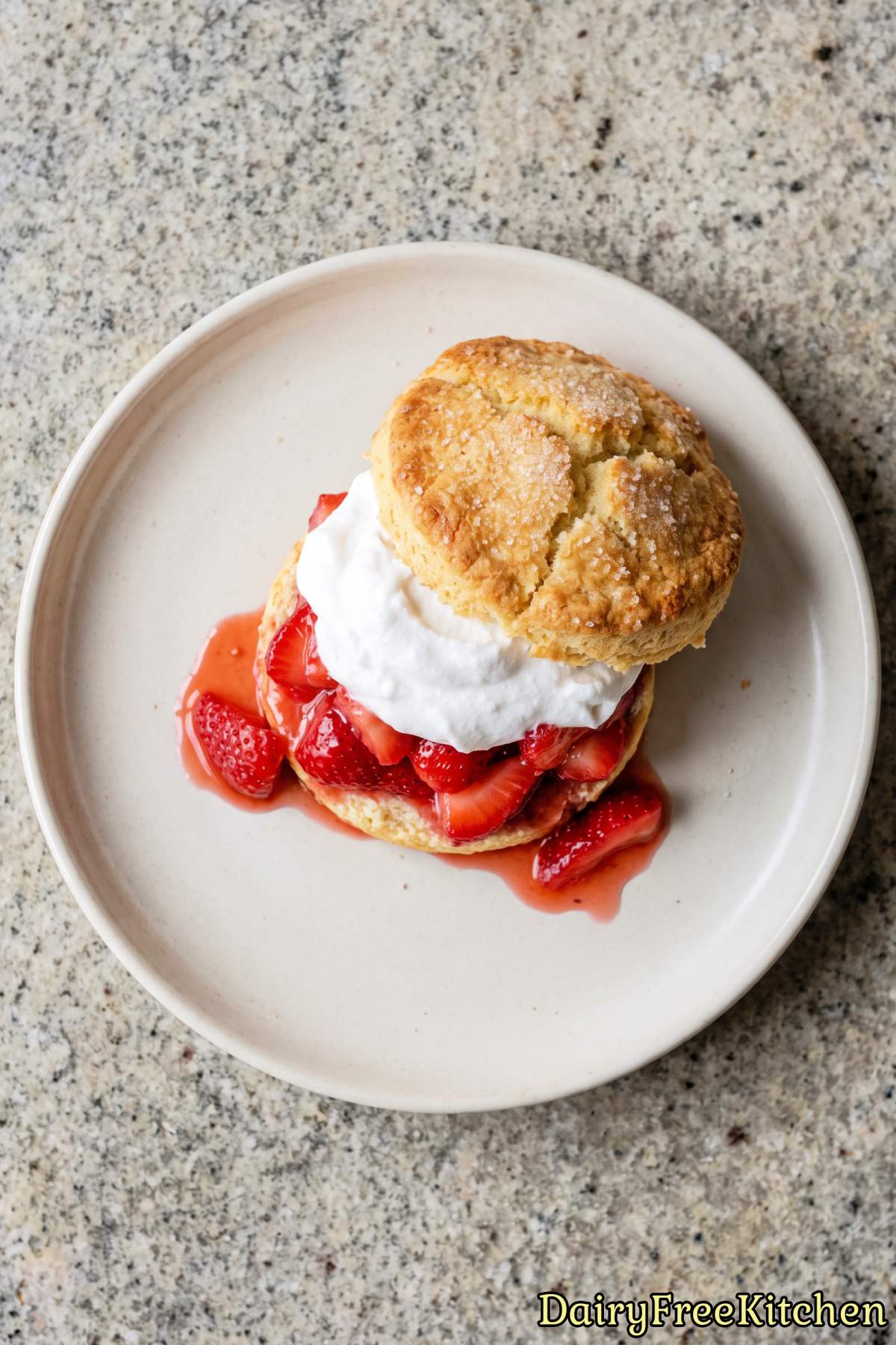 Fresh dairy free strawberry shortcake dessert