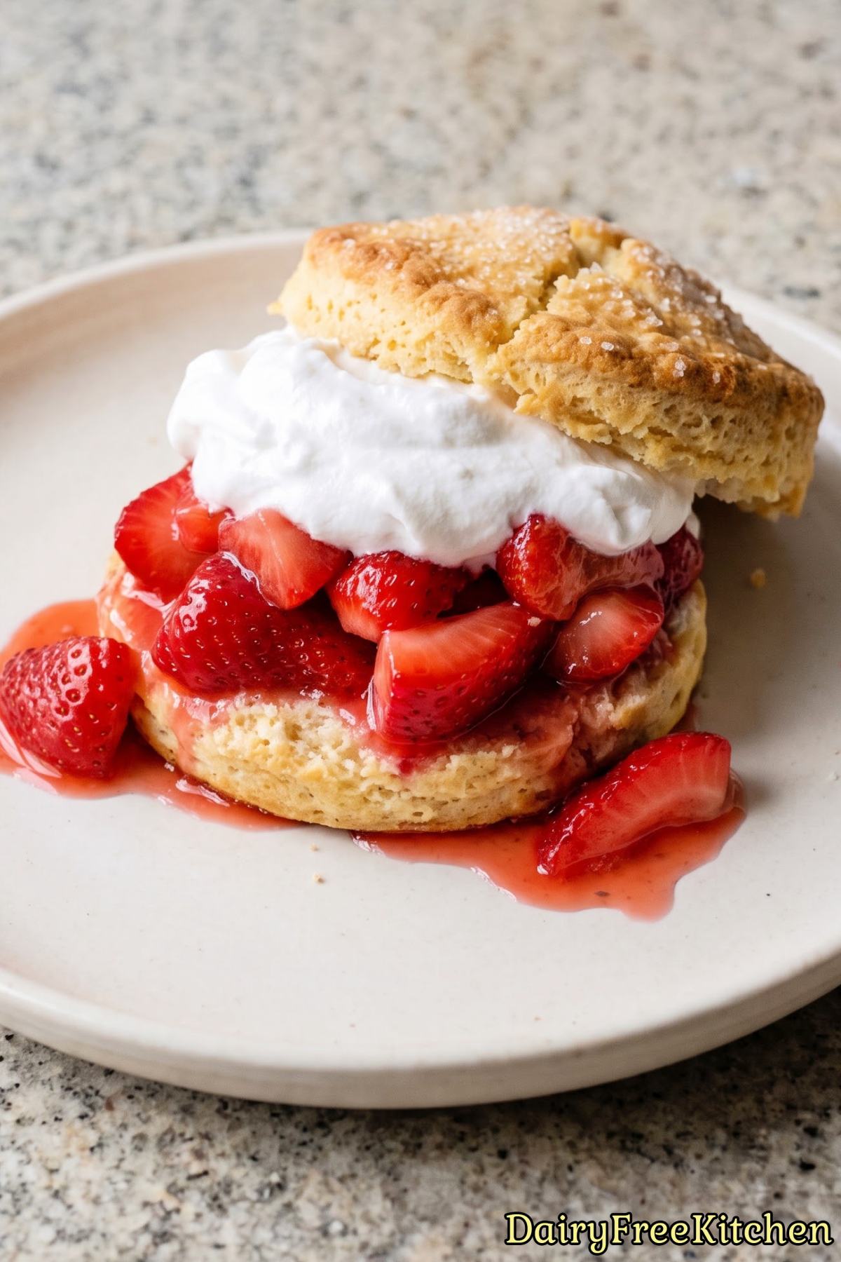 Layered dairy free strawberry shortcake