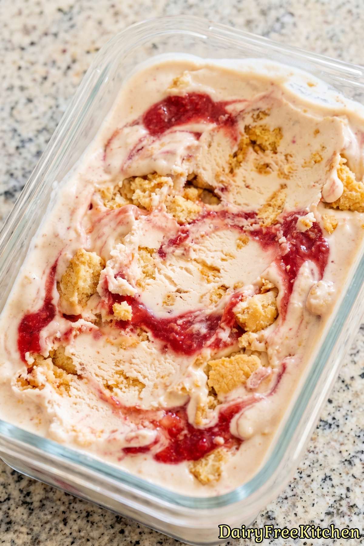 Tasty dairy free strawberry shortcake ice cream