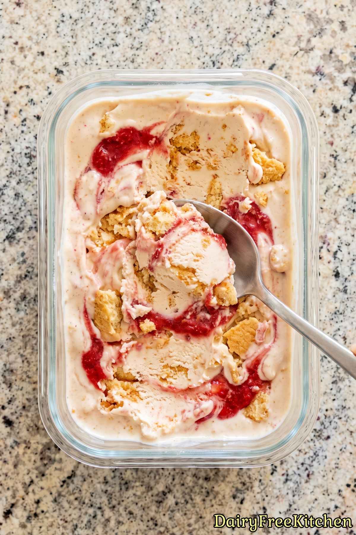 Easy dairy free strawberry crunch ice cream
