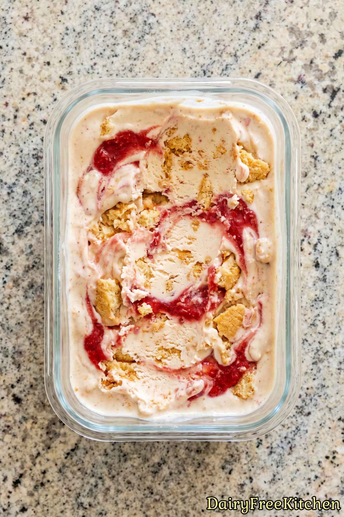 Simple strawberry shortcake crunch ice cream
