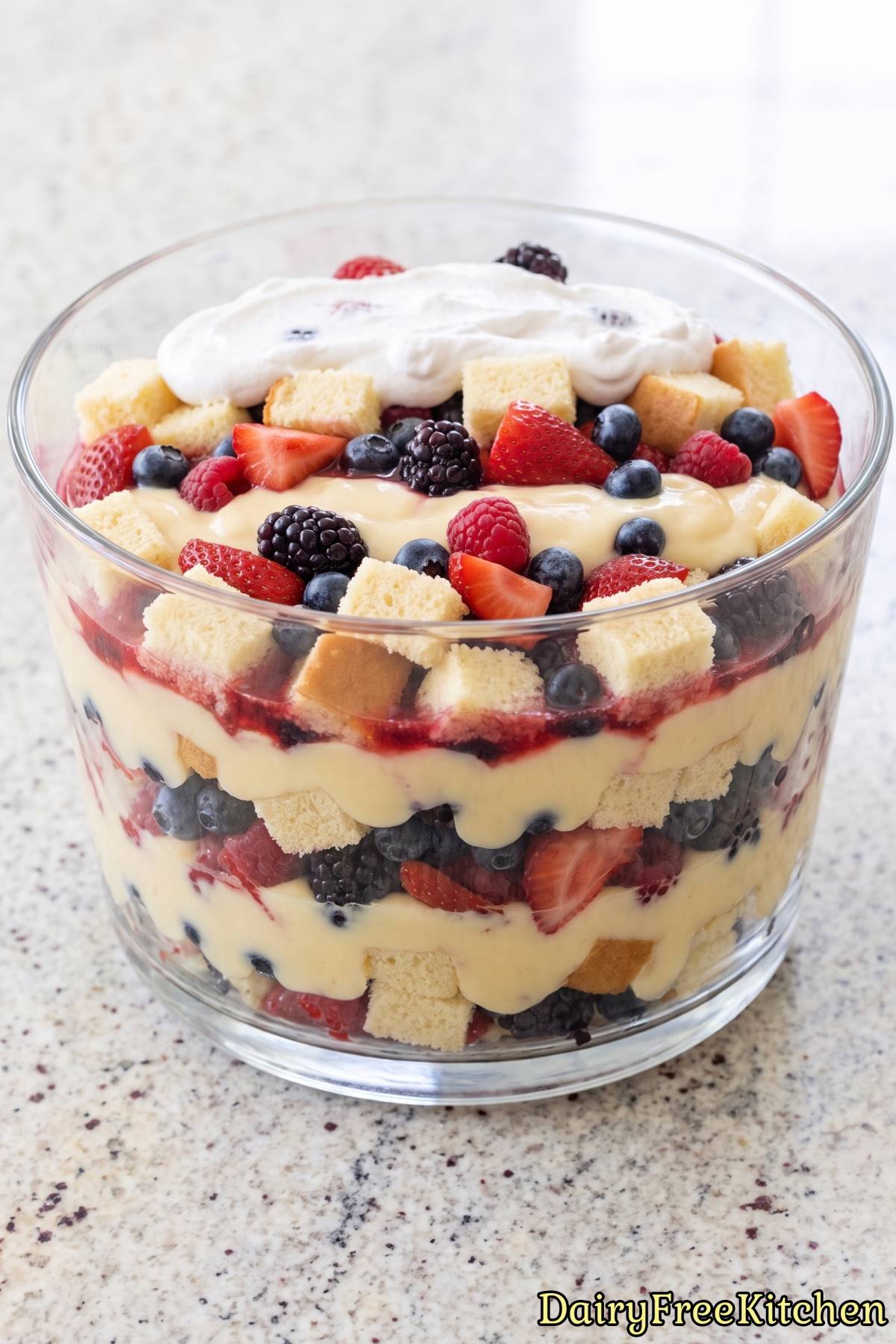 Sweet berry trifle in a glass