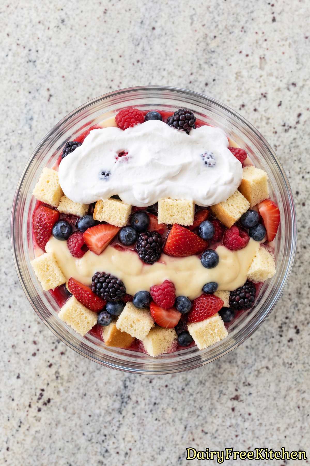 Dairy free summer berry trifle