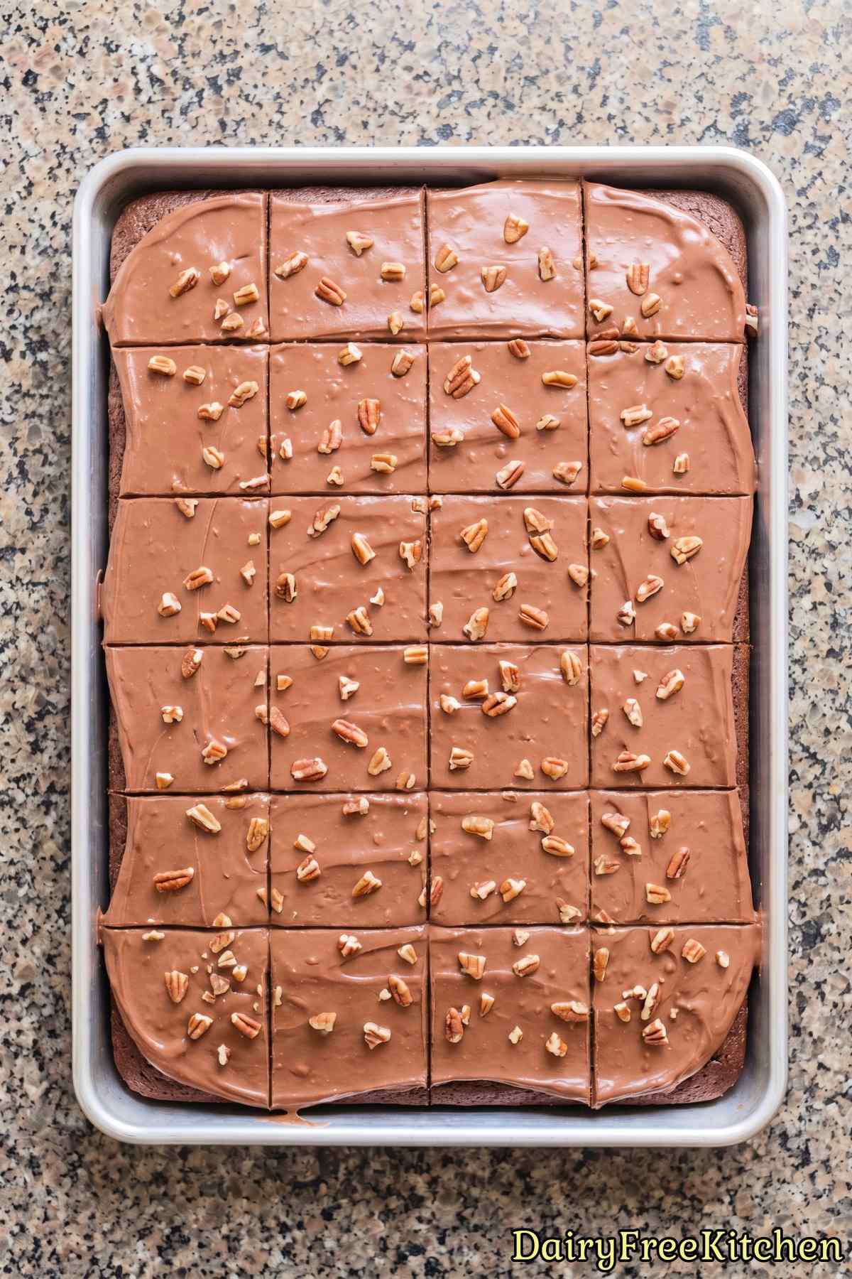 Fudgy dairy free Texas sheet cake